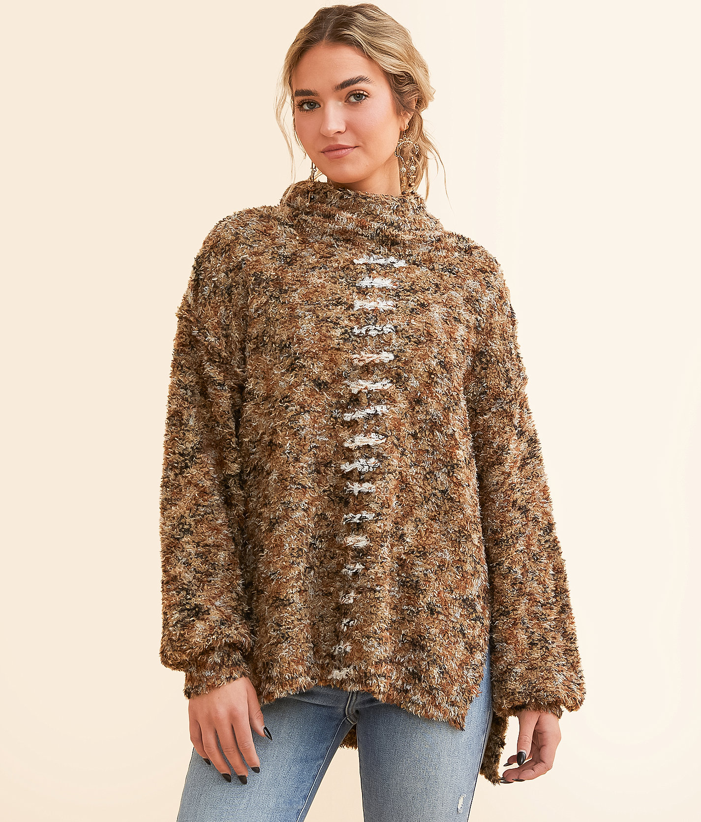 BKE Marled Eyelash Sweater - Women's Sweaters in Olive