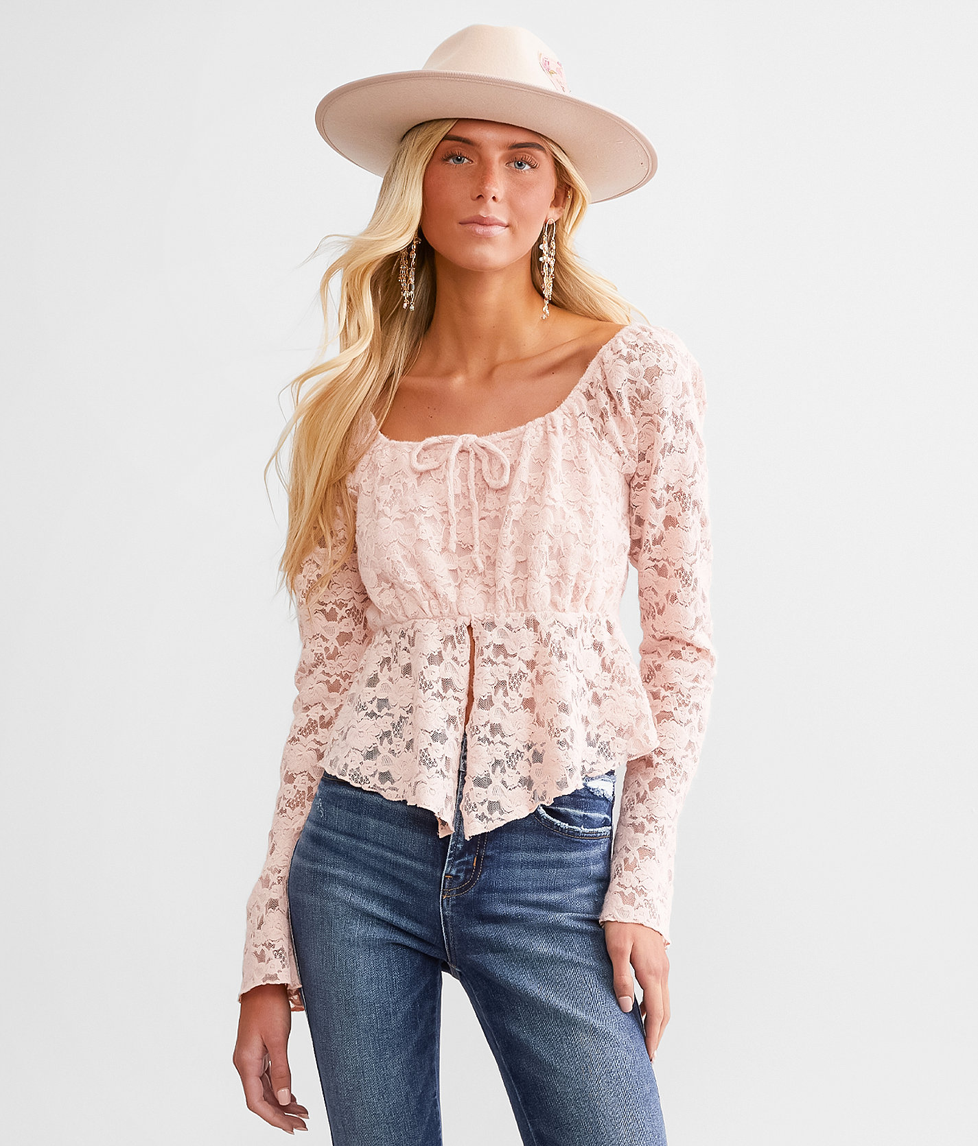 Willow & Root Floral Lace Cropped Top - Women's Shirts & Blouses in Pink