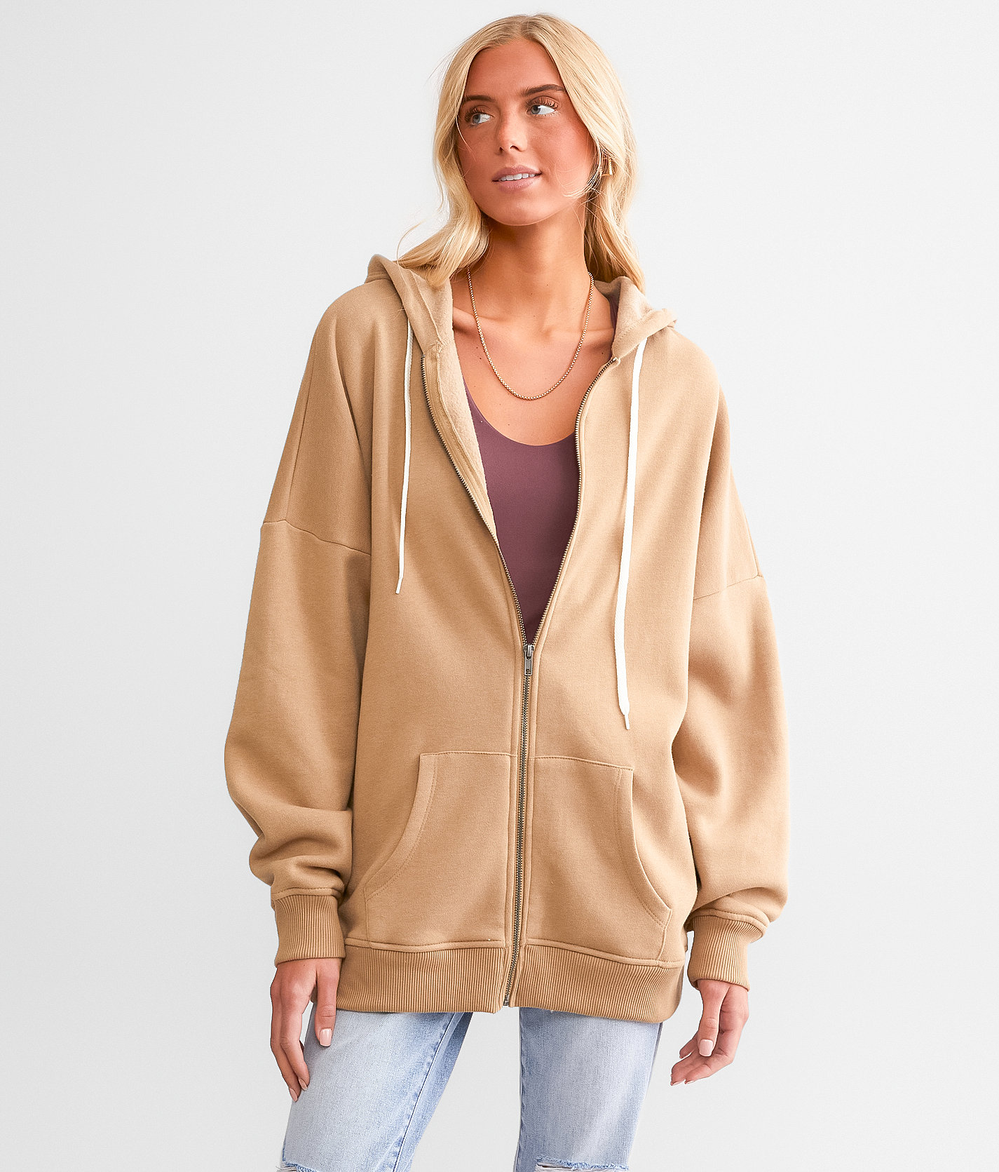 BKE Drop Shoulder Hoodie - One Size - Women's Sweatshirts in Tannin