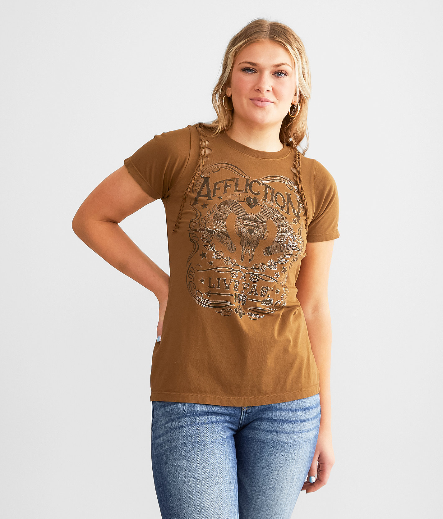 Affliction Gloria T-Shirt - Women's T-Shirts in Tobacco Brown