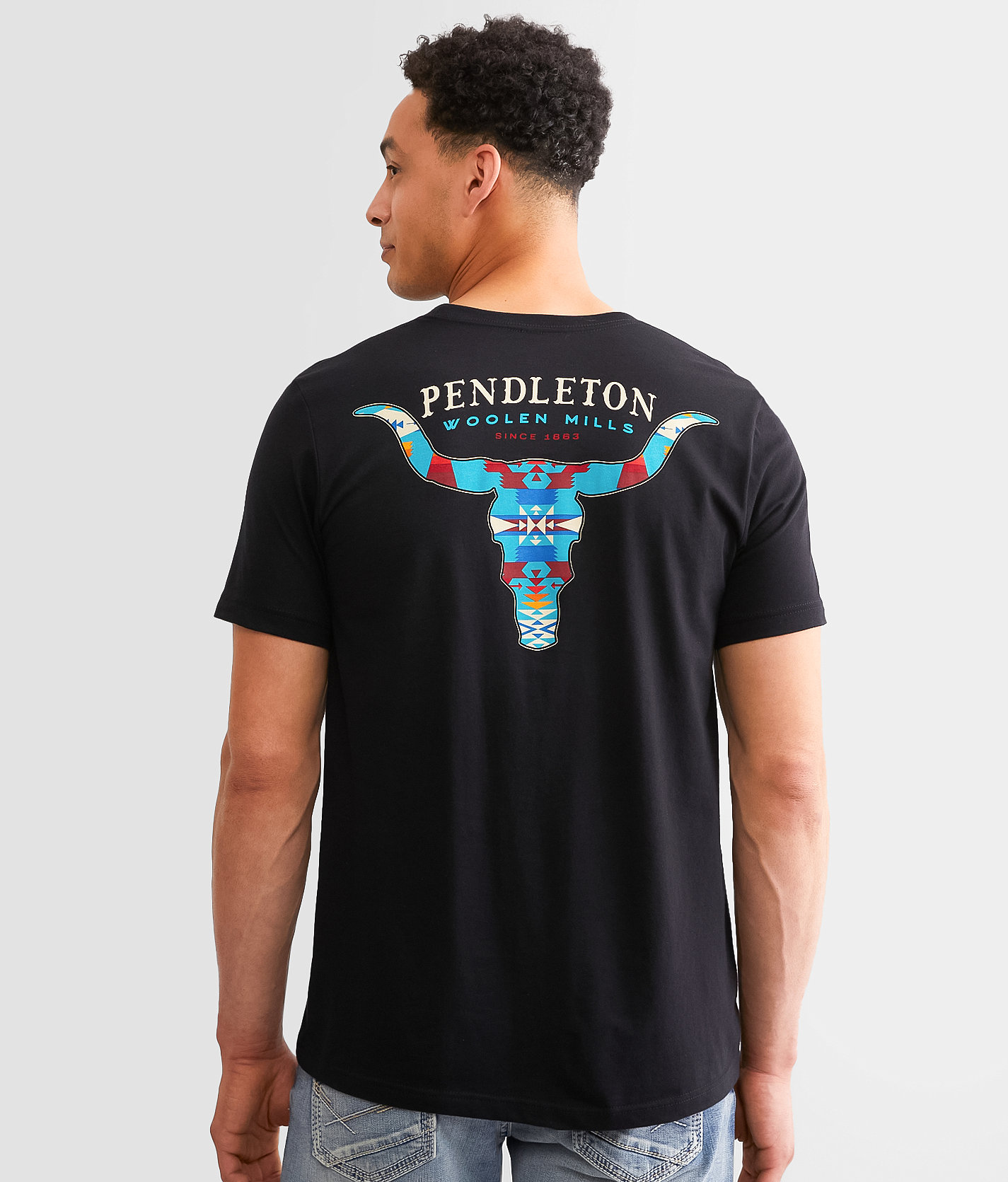 Pendleton Tucson Turquoise Steer Skull T-Shirt - Men's T-Shirts in Black