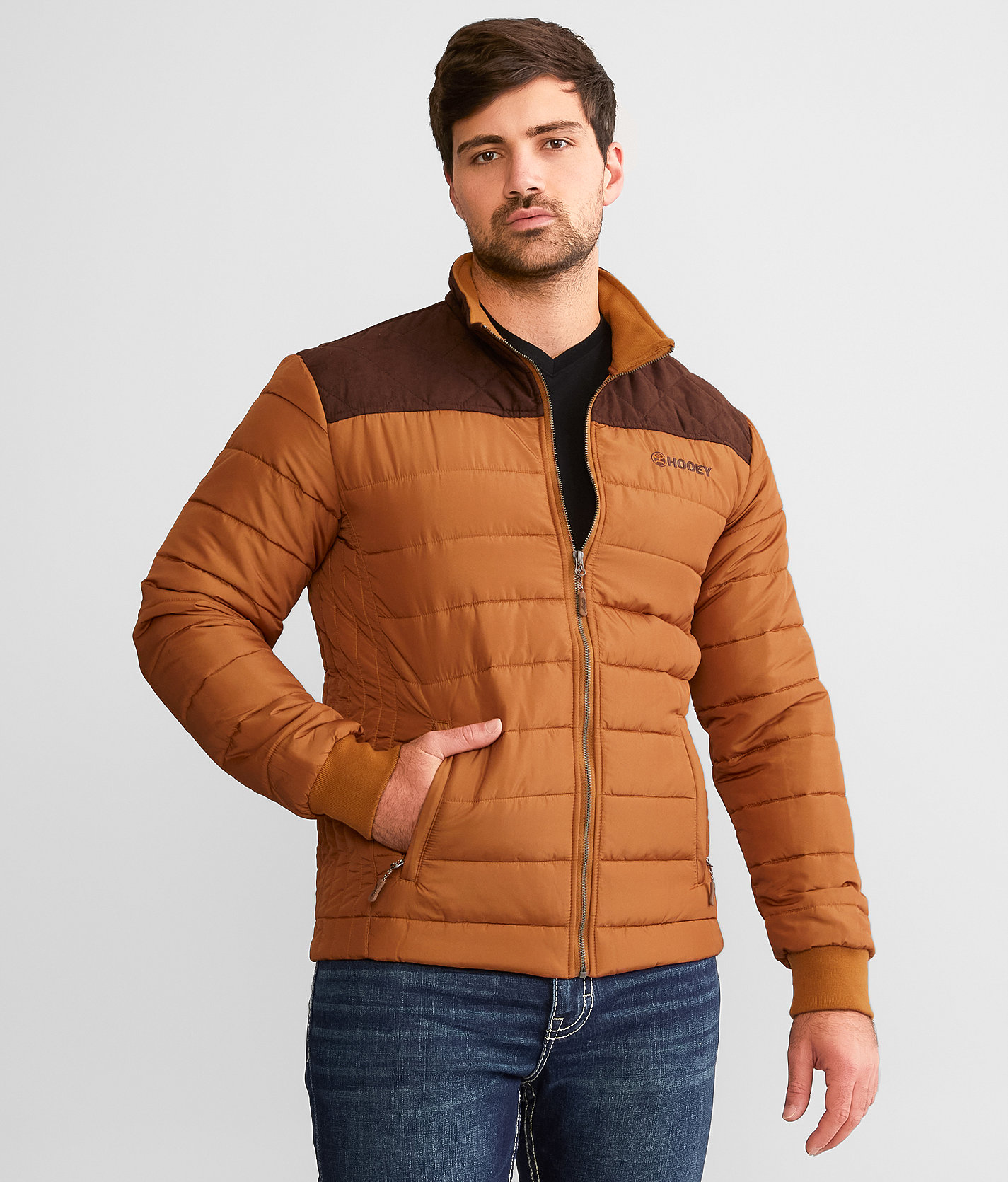 Hooey Pieced Puffer Jacket - Men's Coats & Jackets in Tan Brown
