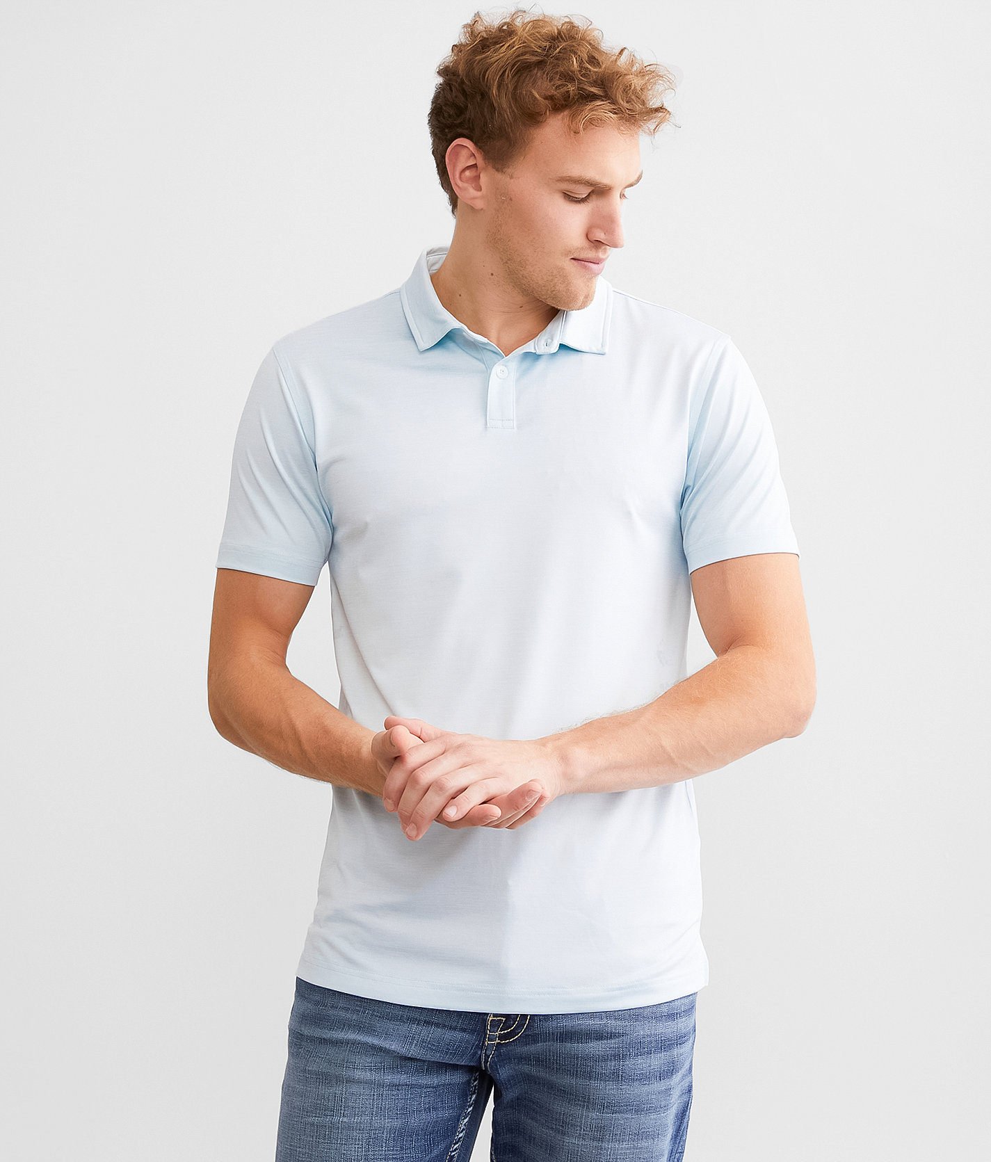 BKE Argent Performance Polo - Men's Polos in Ice Melt
