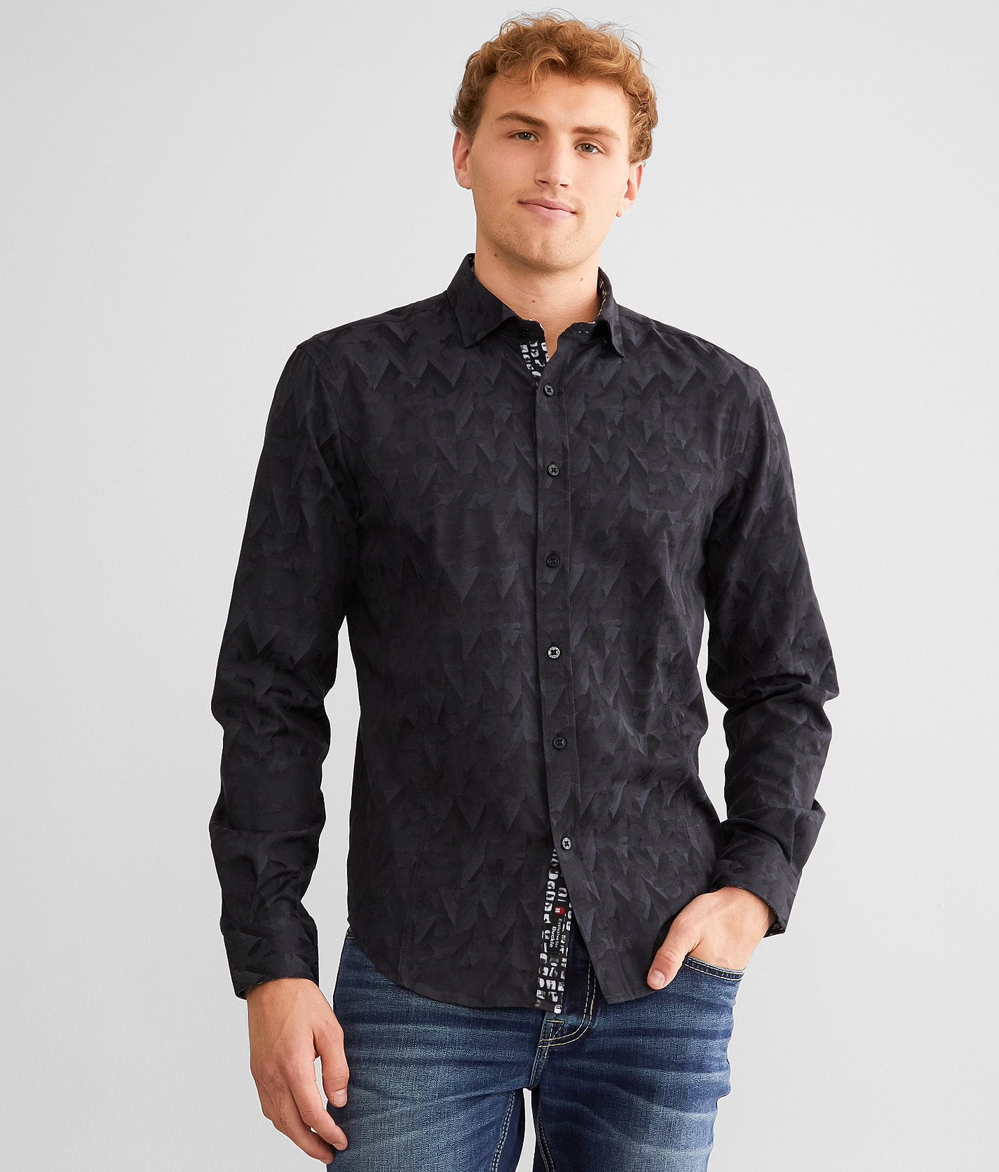 Eight X Tonal Print Shirt - Men's Shirts in Black