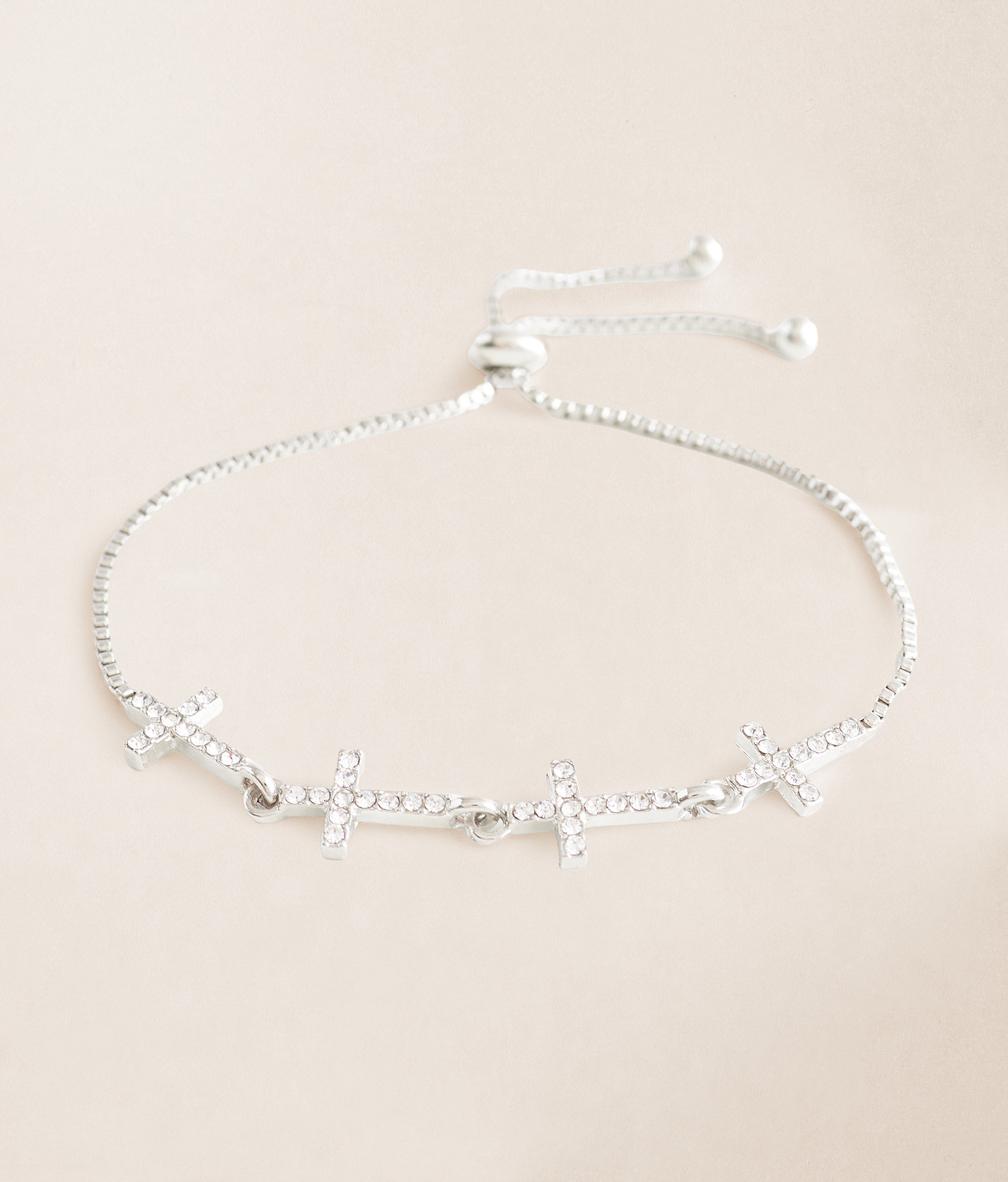 BKE Rhinestone Cross Bracelet - Women's Jewelry in Silver