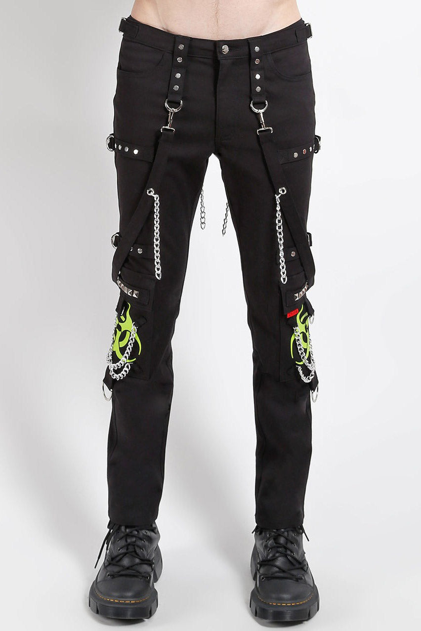 Tripp NYC Biohazard Bondage Pants [Black/Lime Bio]