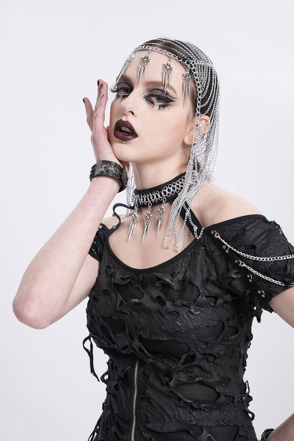 Knightcore Chainmail Headdress Harness