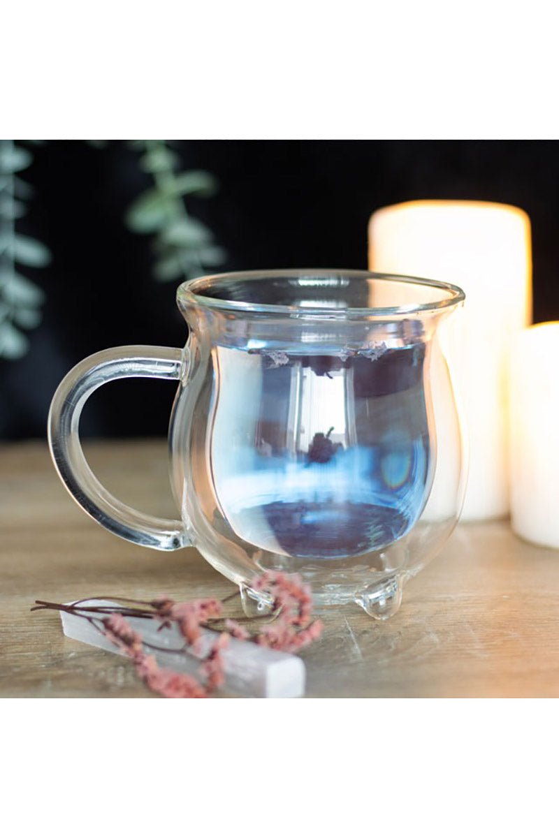 Clear Doubled Walled Glass Cauldron Mug