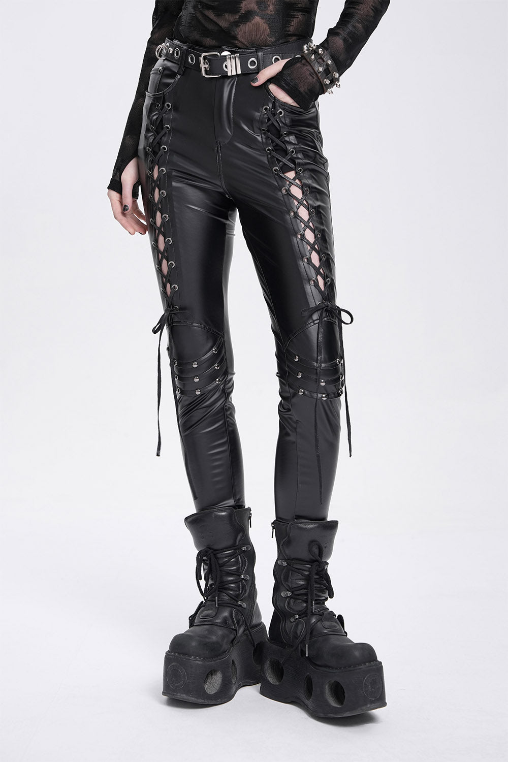 Morose Lace-Up Vegan Leather Pants