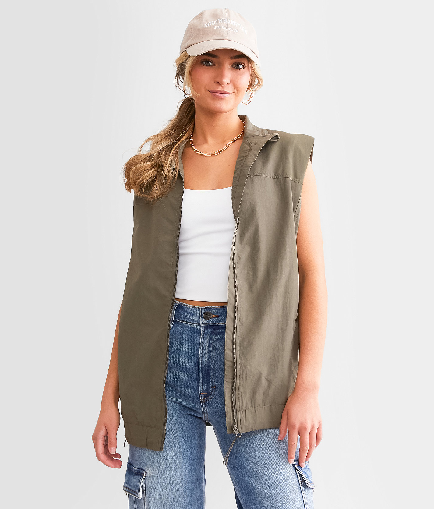Mono B Active Bungee Vest - Women's Activewear in Olive