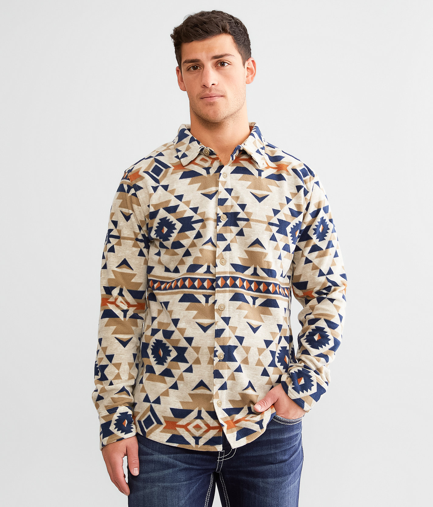 Departwest Southwestern Polar Fleece Shirt - Men's Shirts in Khaki