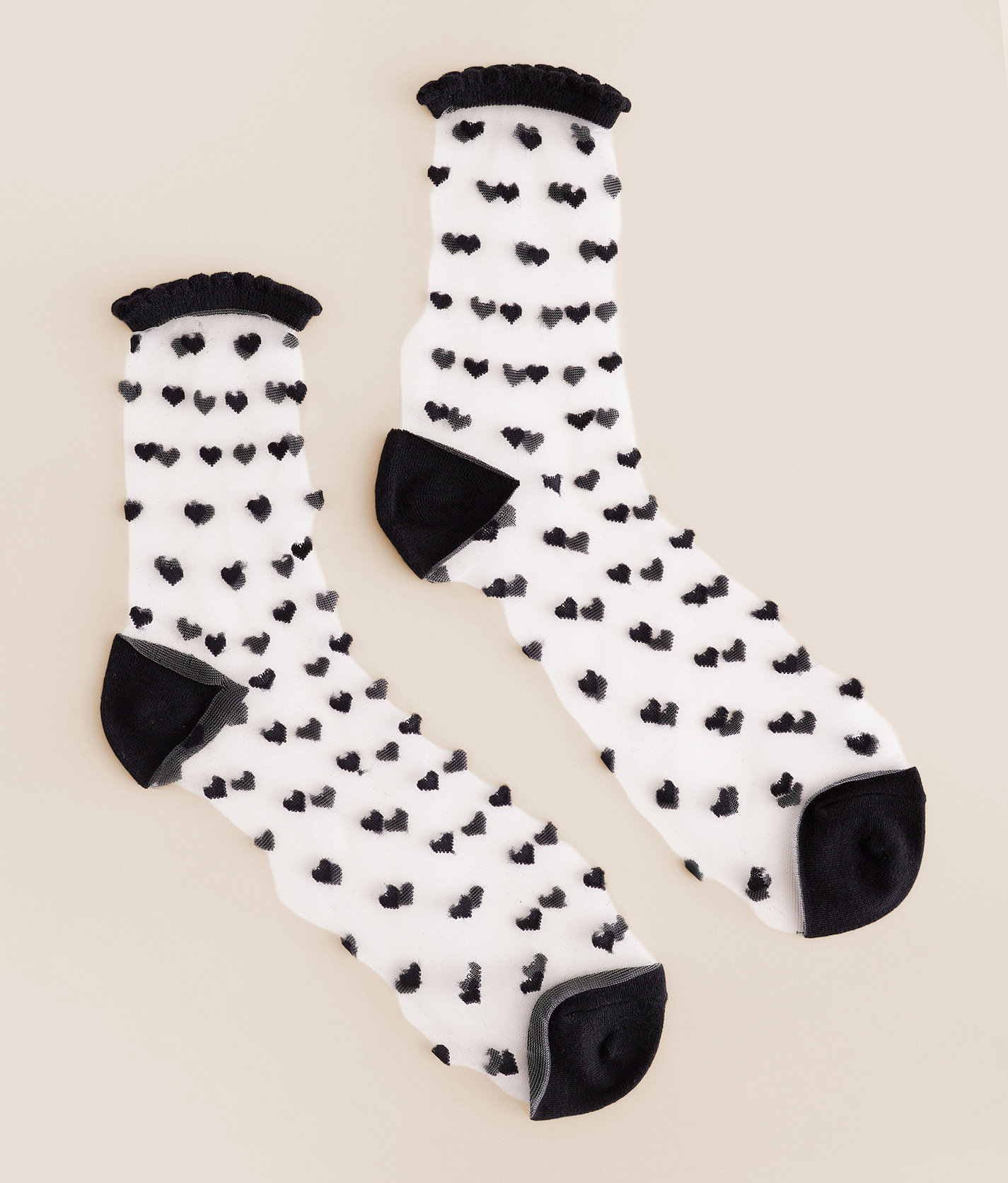 BKE Embroidered Heart Socks - Women's Socks in Black