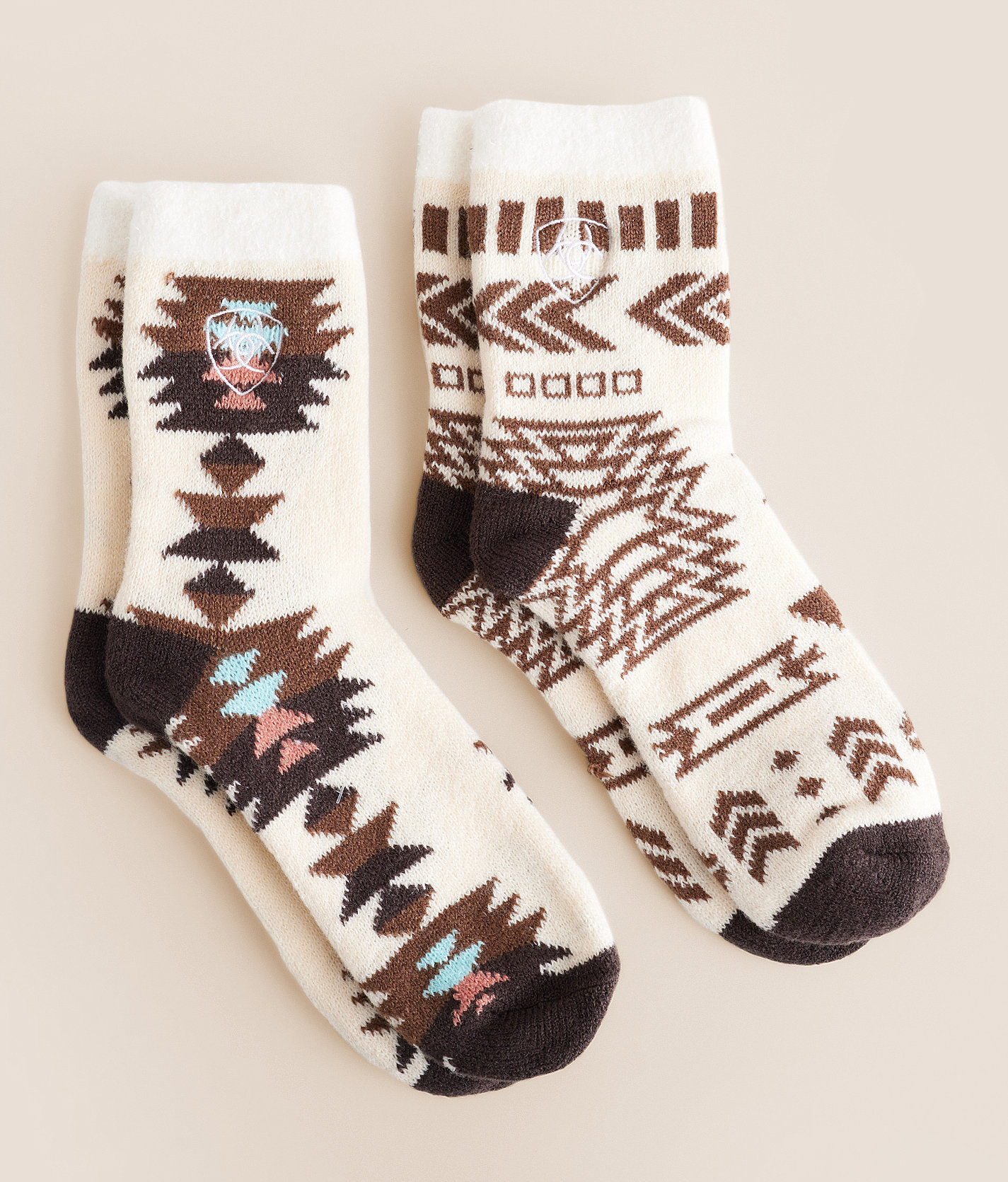 Ariat 2 Pack Cozy Aloe Socks - Women's Socks in Desert Sand