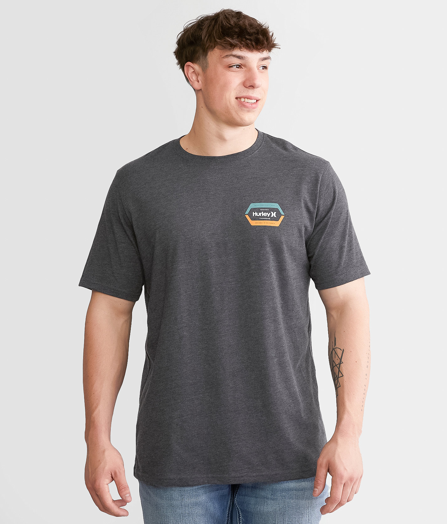 Hurley Everyday Split T-Shirt - Men's T-Shirts in Black Heather
