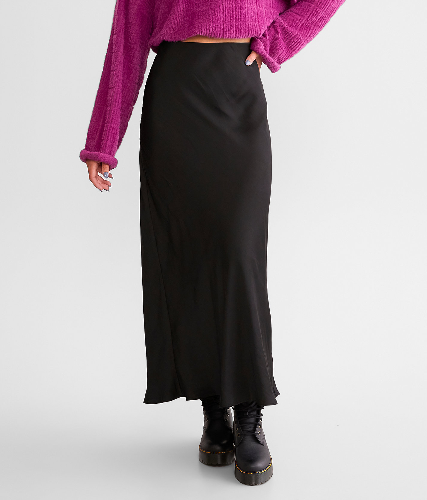 Z Supply Europa Satin Maxi Skirt - Women's Skirts in Black