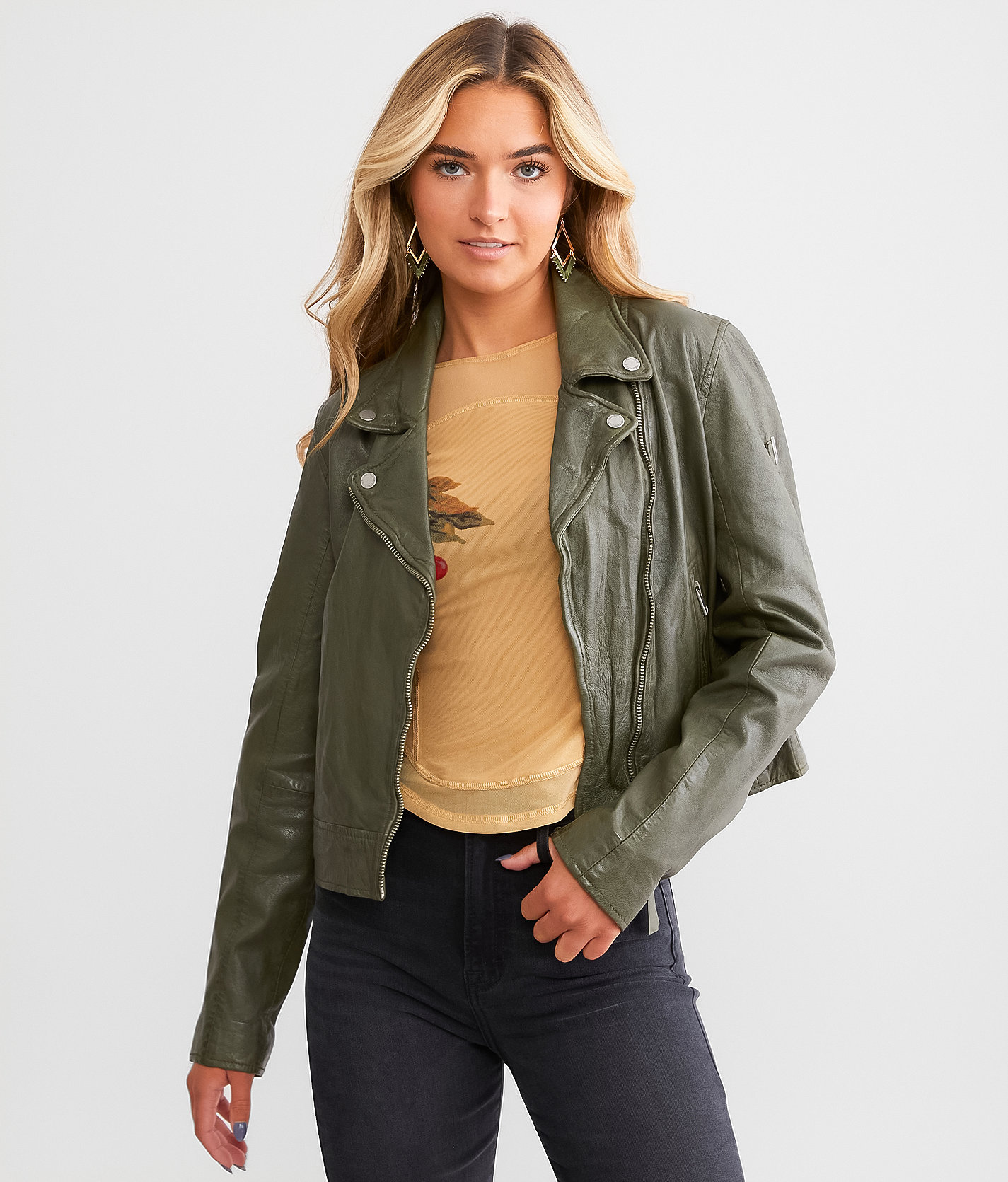 Mauritius Julene Leather Jacket - Women's Coats & Jackets in Jade