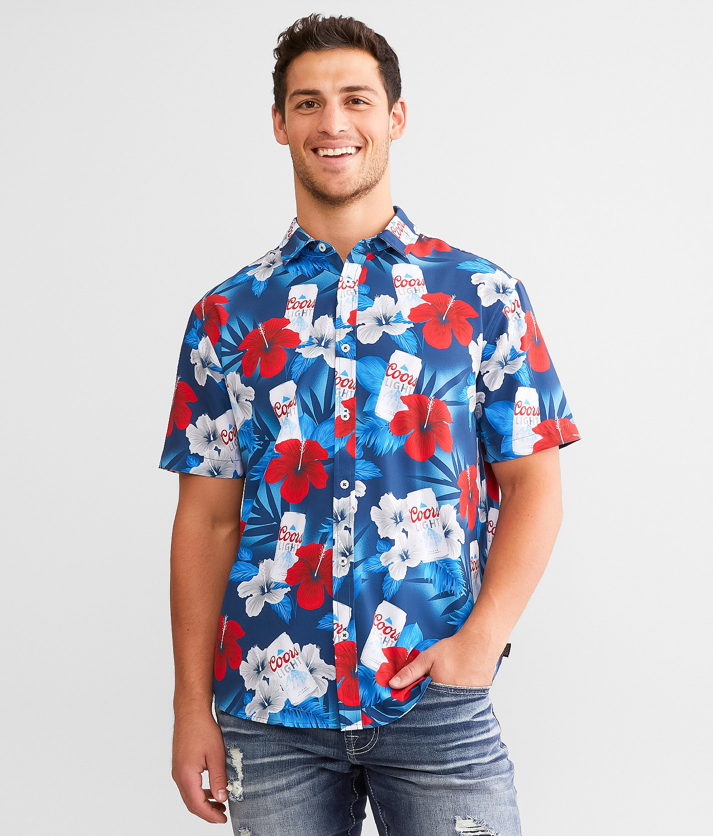 Valor Coors Light® Refresher Camp Shirt - Men's Shirts in Navy