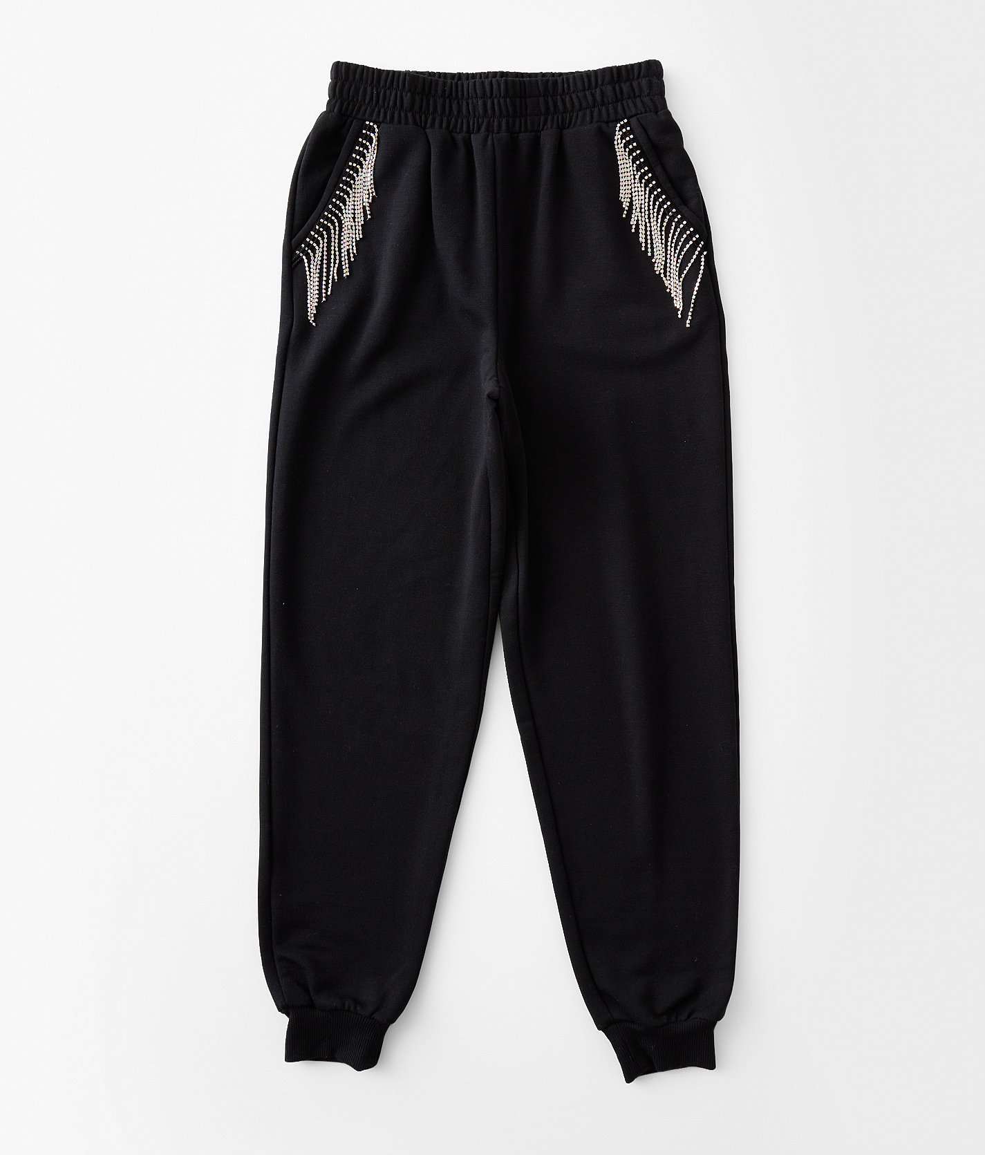 Girls - Willow & Root Rhinestone Fringe Jogger - Girl's Sweatpants in Black