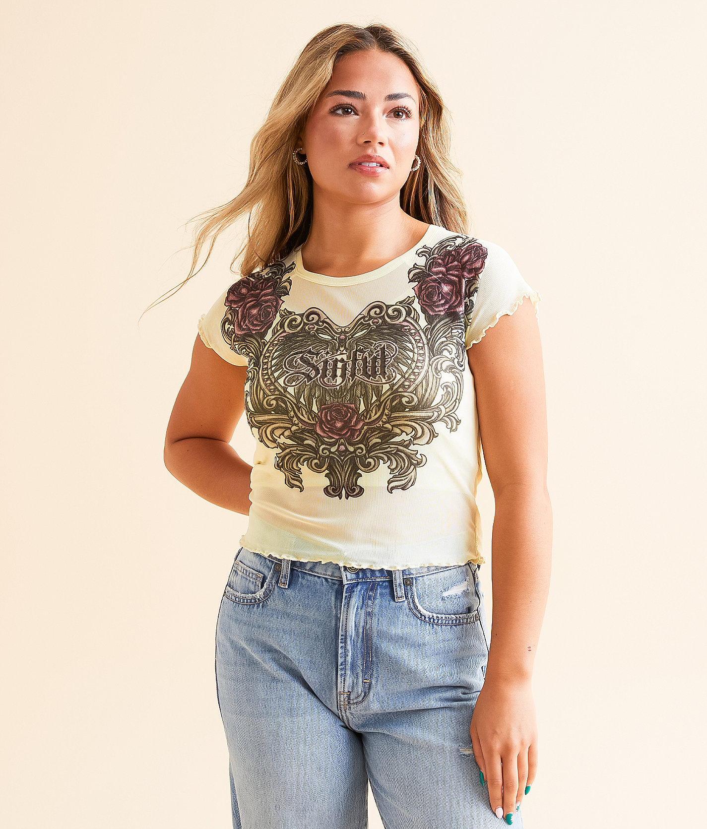 Sinful Emmalina Rose Baby T-Shirt - Women's T-Shirts in Nude