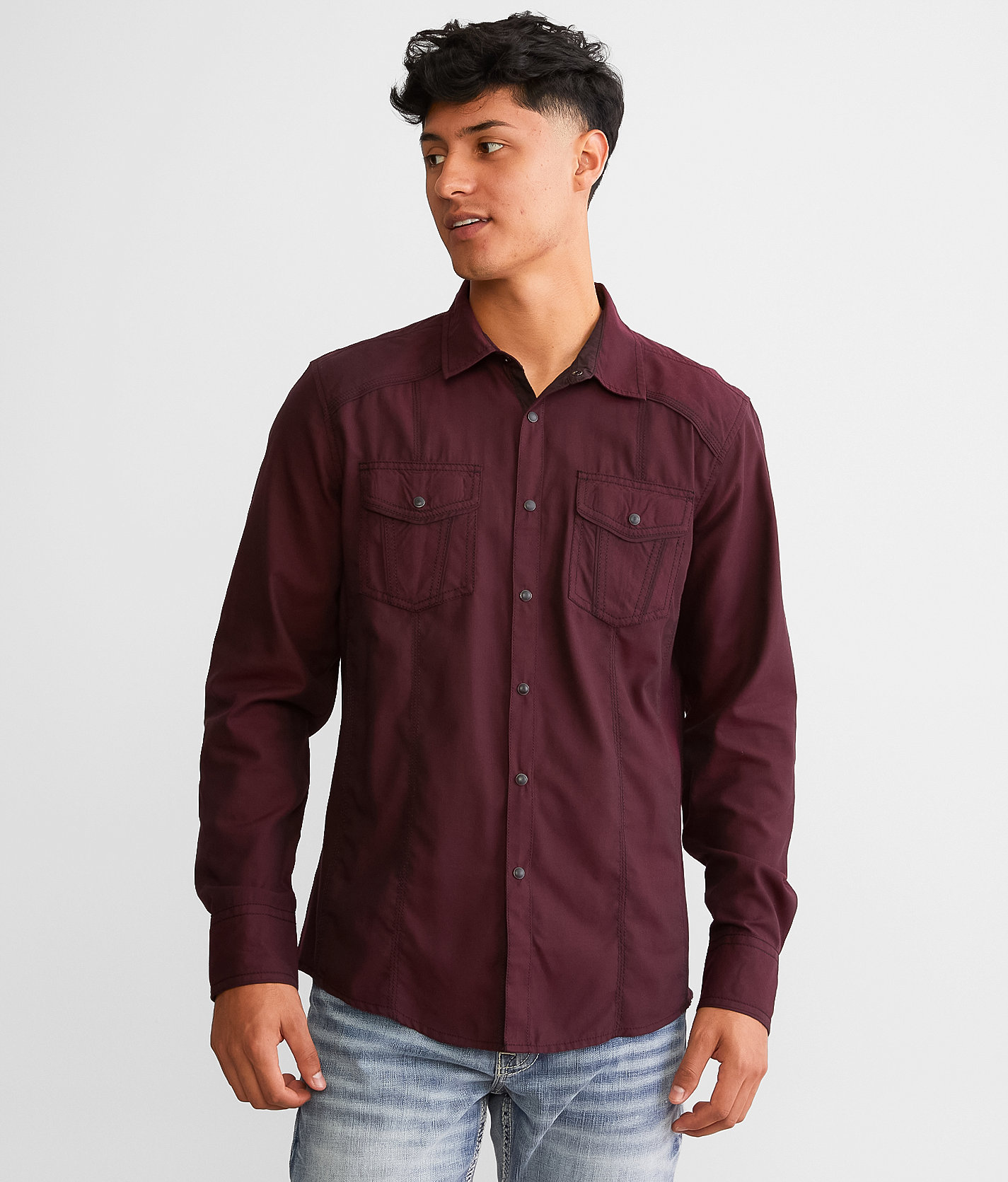 BKE Solid Athletic Shirt - Men's Shirts in Red Black