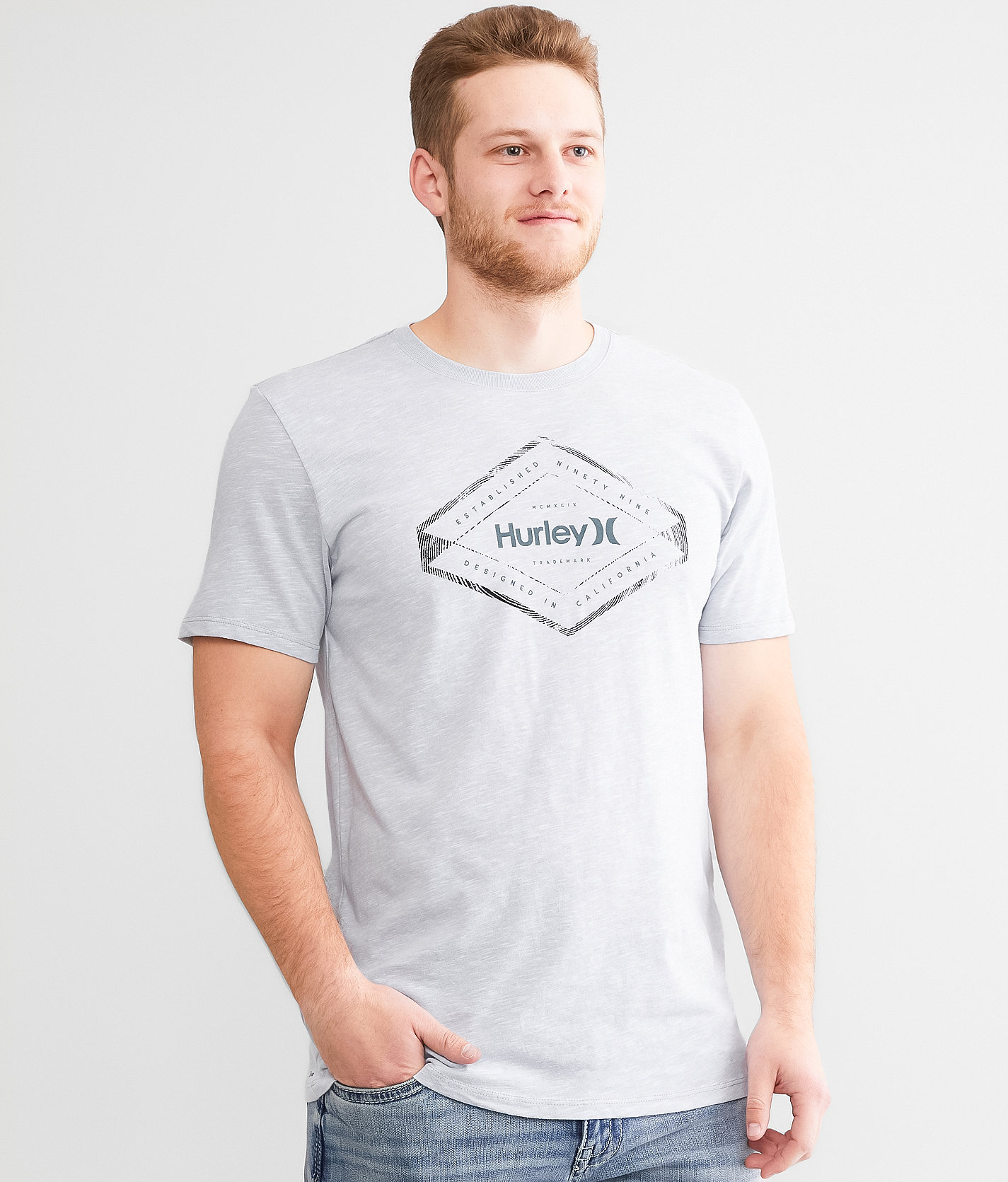 Hurley Geometric T-Shirt - Men's T-Shirts in Wolf Grey