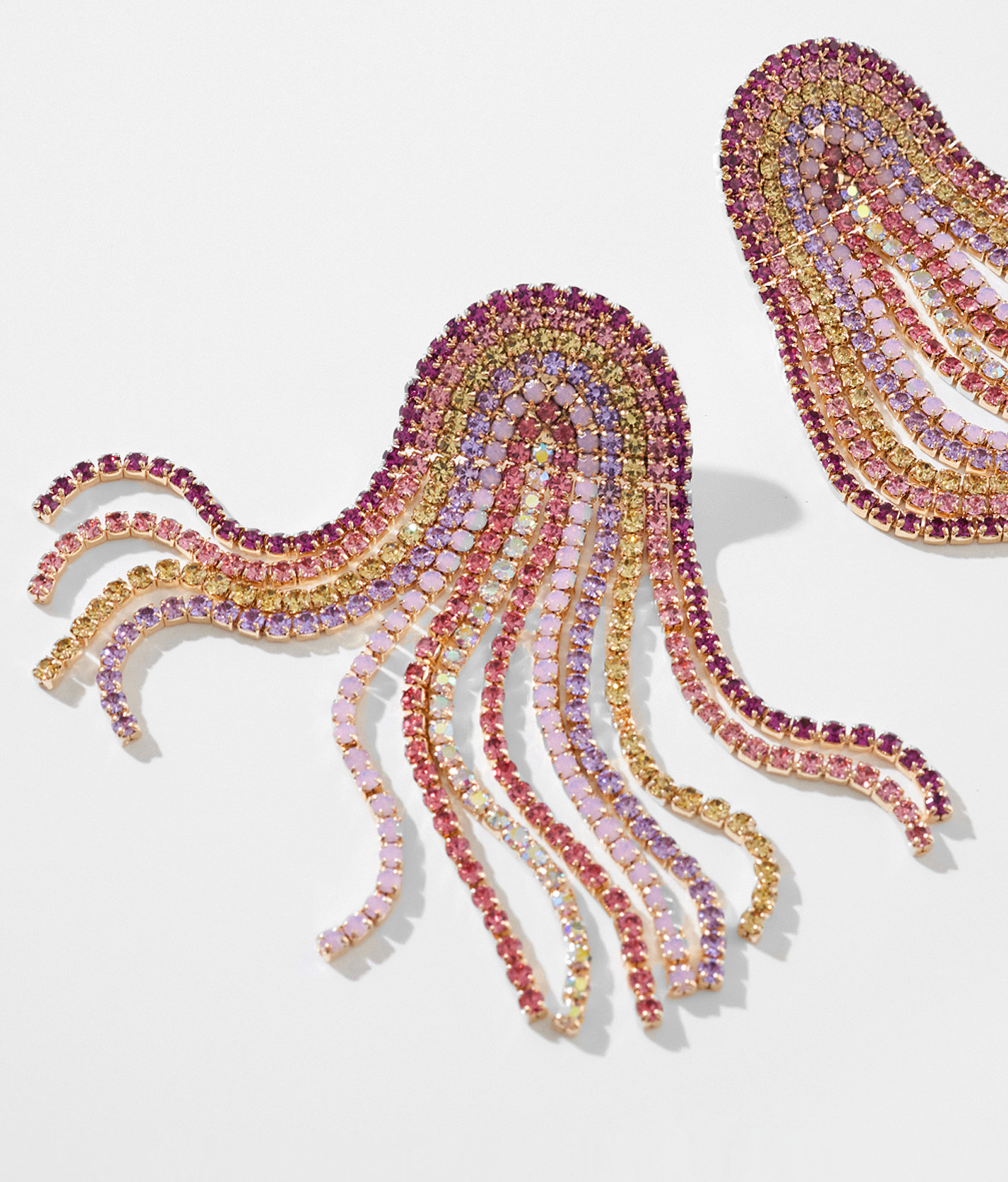 Feed Me Gems Rainbow Glitz Fringe Earring - Women's Jewelry in Pink Multi