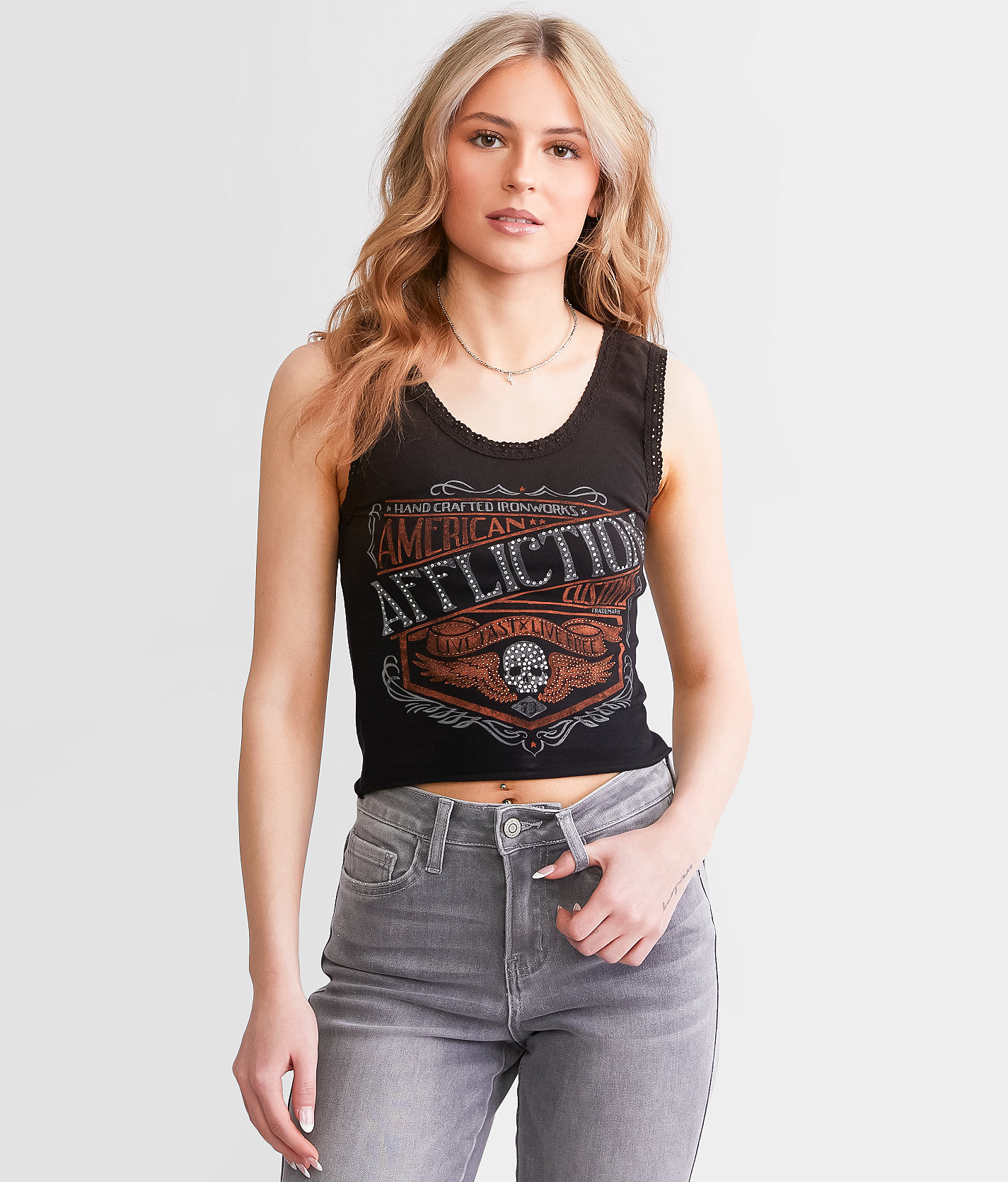 Affliction American Customs Fuel Injected Tank Top - Women's Tank Tops in Black Potassium Spray
