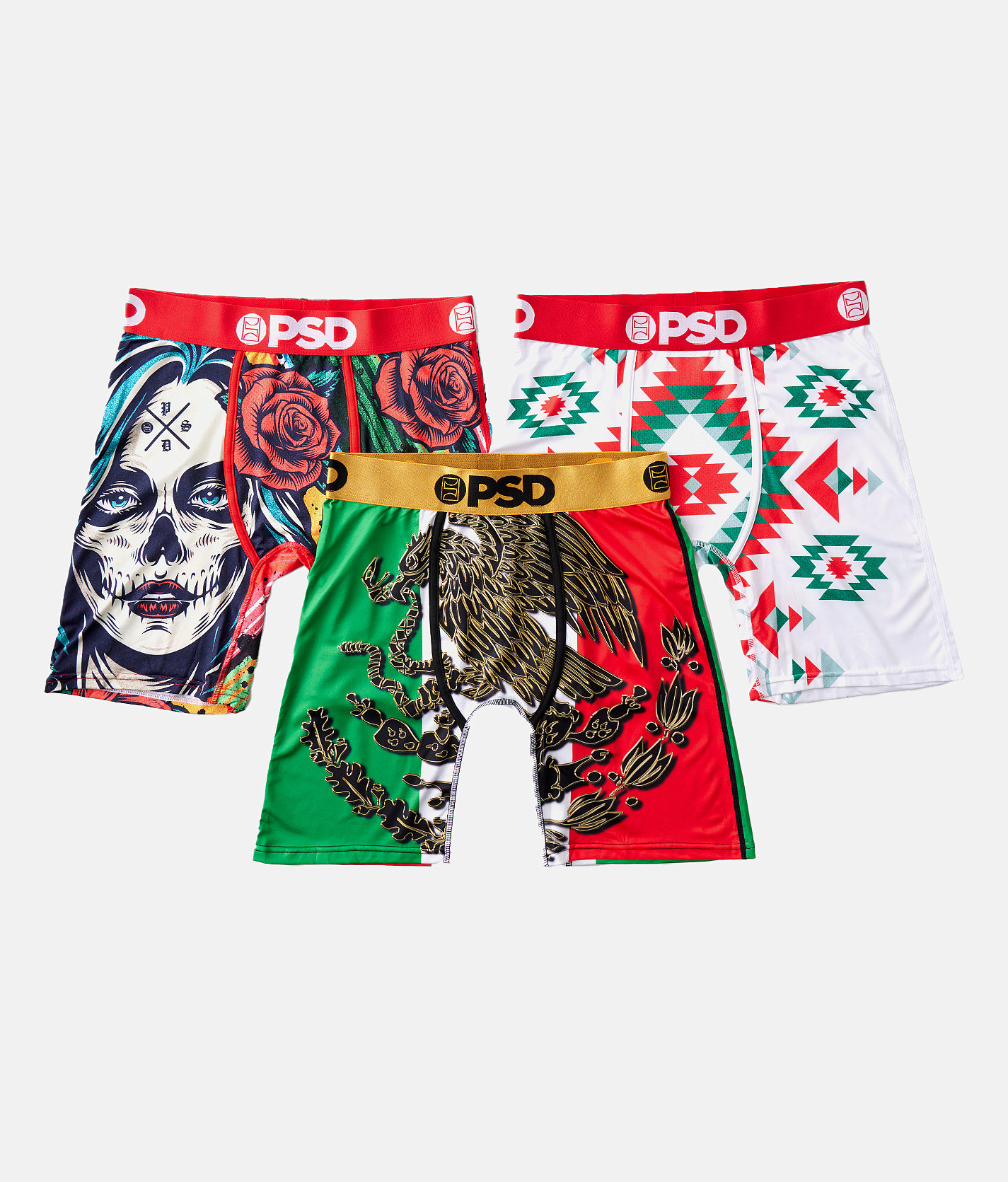PSD Viva Mexico 3 Pack Stretch Boxer Briefs - Men's Boxer Briefs in Multi