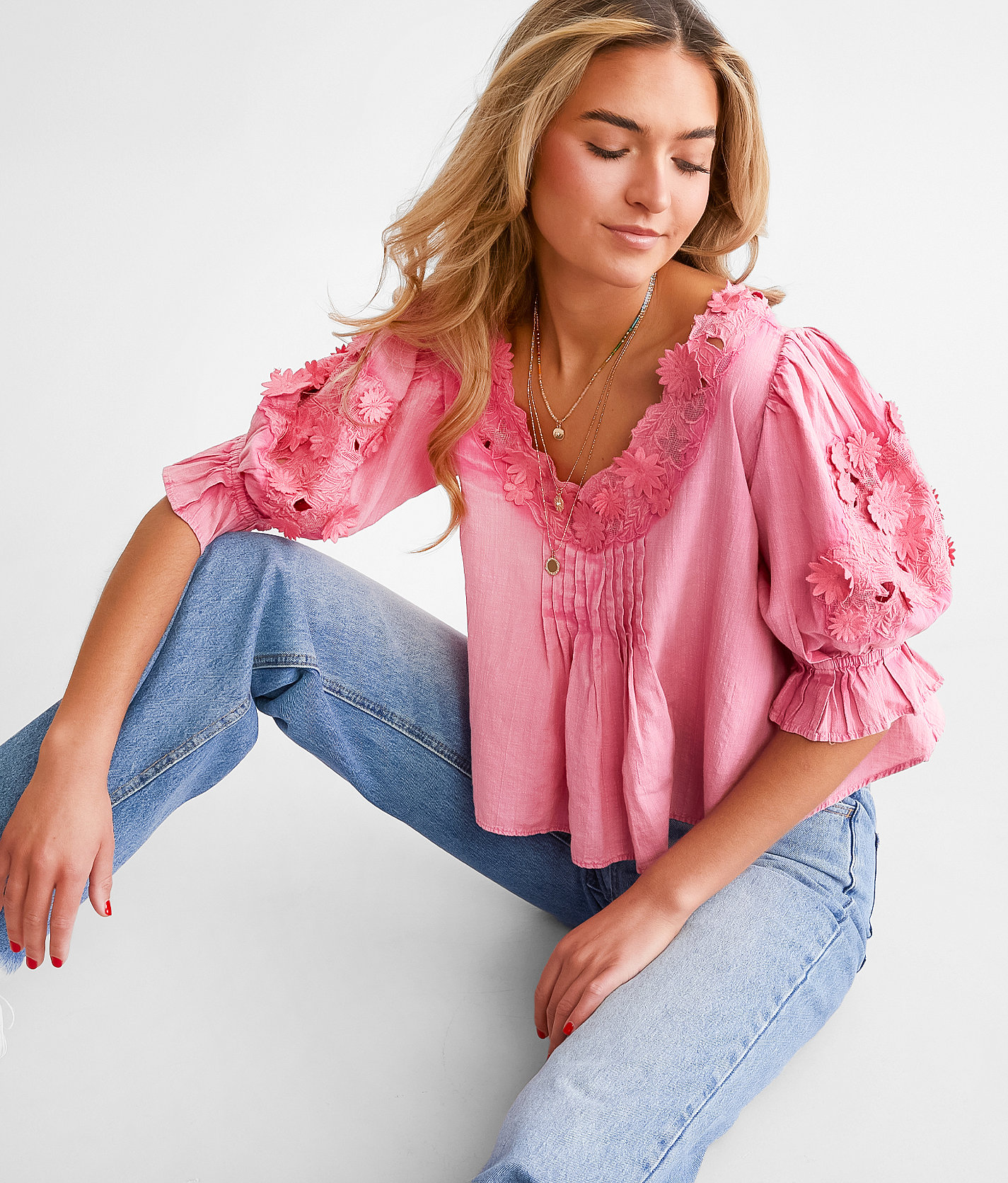 Free People Sophie Cropped Top - Women's Shirts & Blouses in Hot Pink