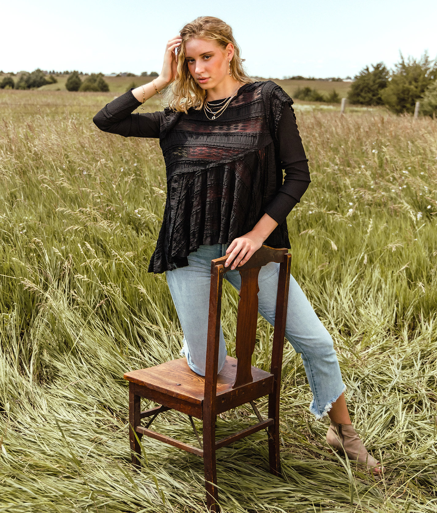 Gimmicks Tiered Lace Top - Women's Shirts & Blouses in Black