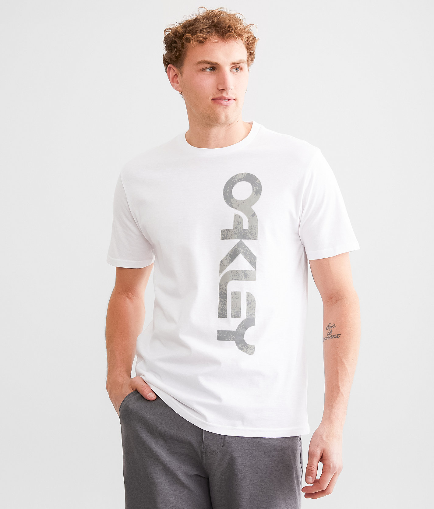 Oakley B1B Concrete Vertical T-Shirt - Men's T-Shirts in White