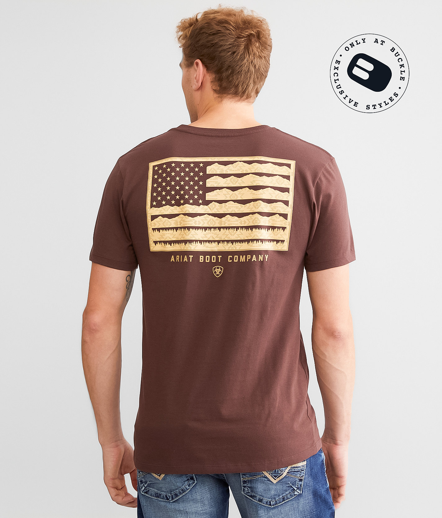Ariat Skyline Flag T-Shirt - Men's T-Shirts in Puce