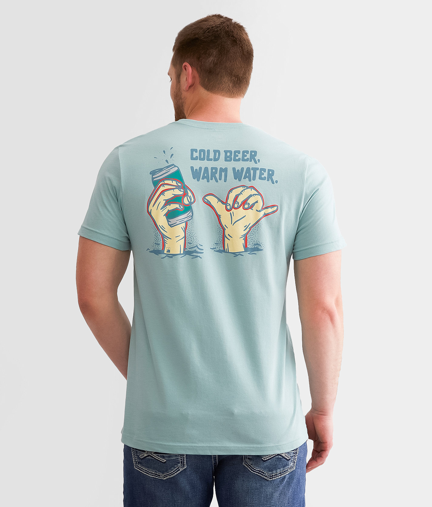 Flomotion Cold Beer Warm Water T-Shirt - Men's T-Shirts in Dusty Blue