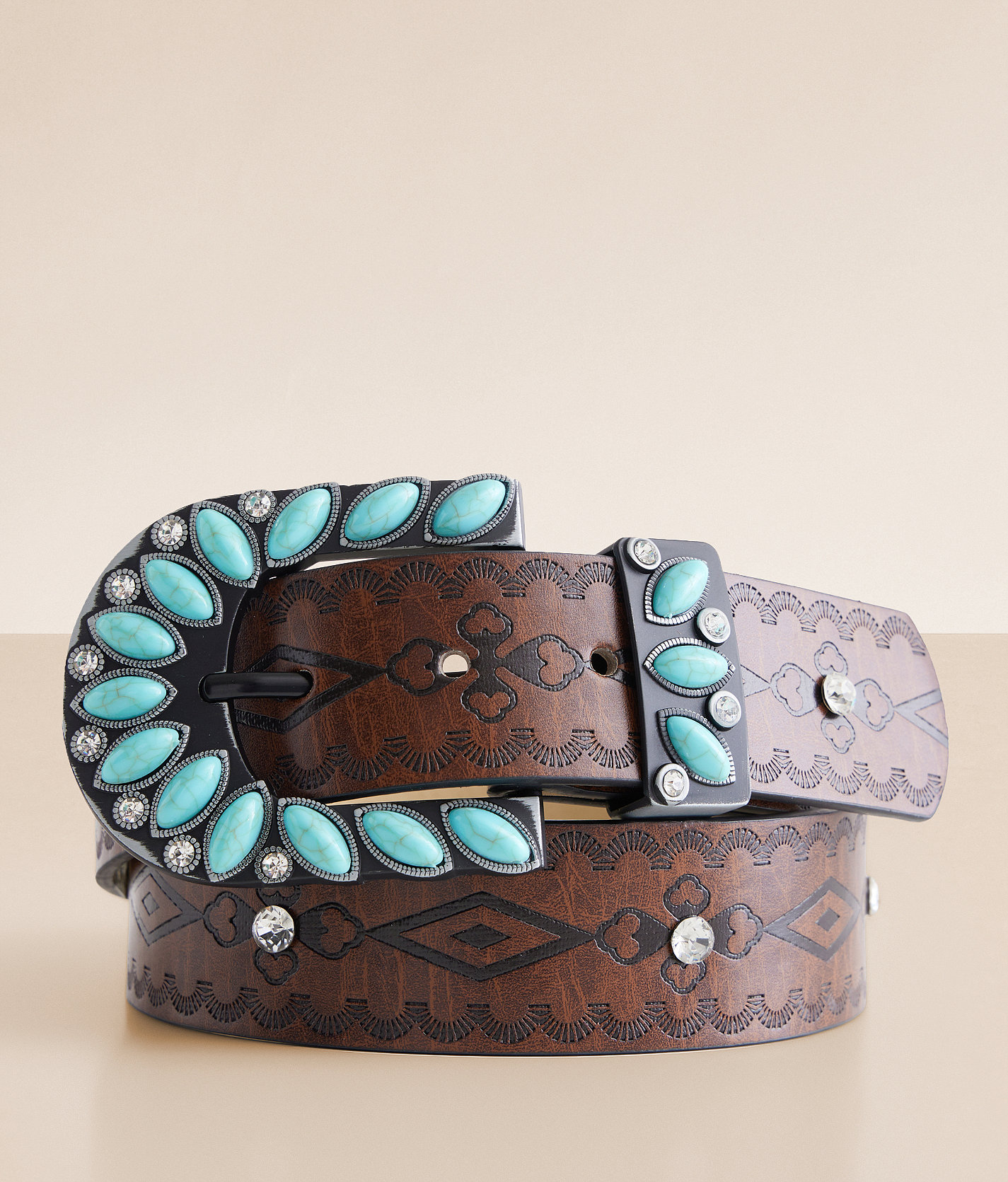 BKE Turquoise Western Belt - Women's Belts in Brown Turquoise