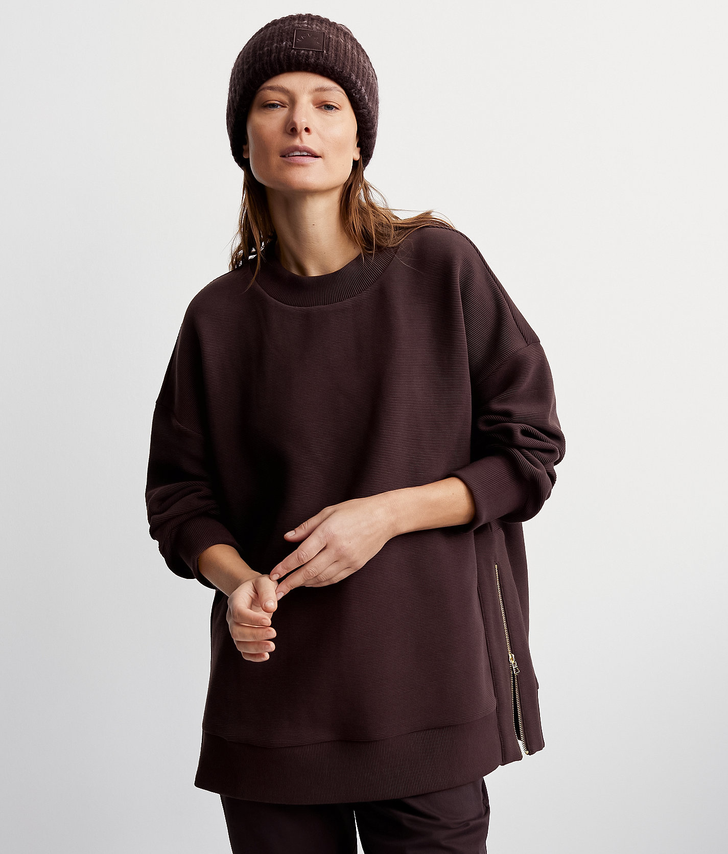 Varley Mae Boyfriend Oversized Sweat Pullover - Women's Sweatshirts in Coffee Bean