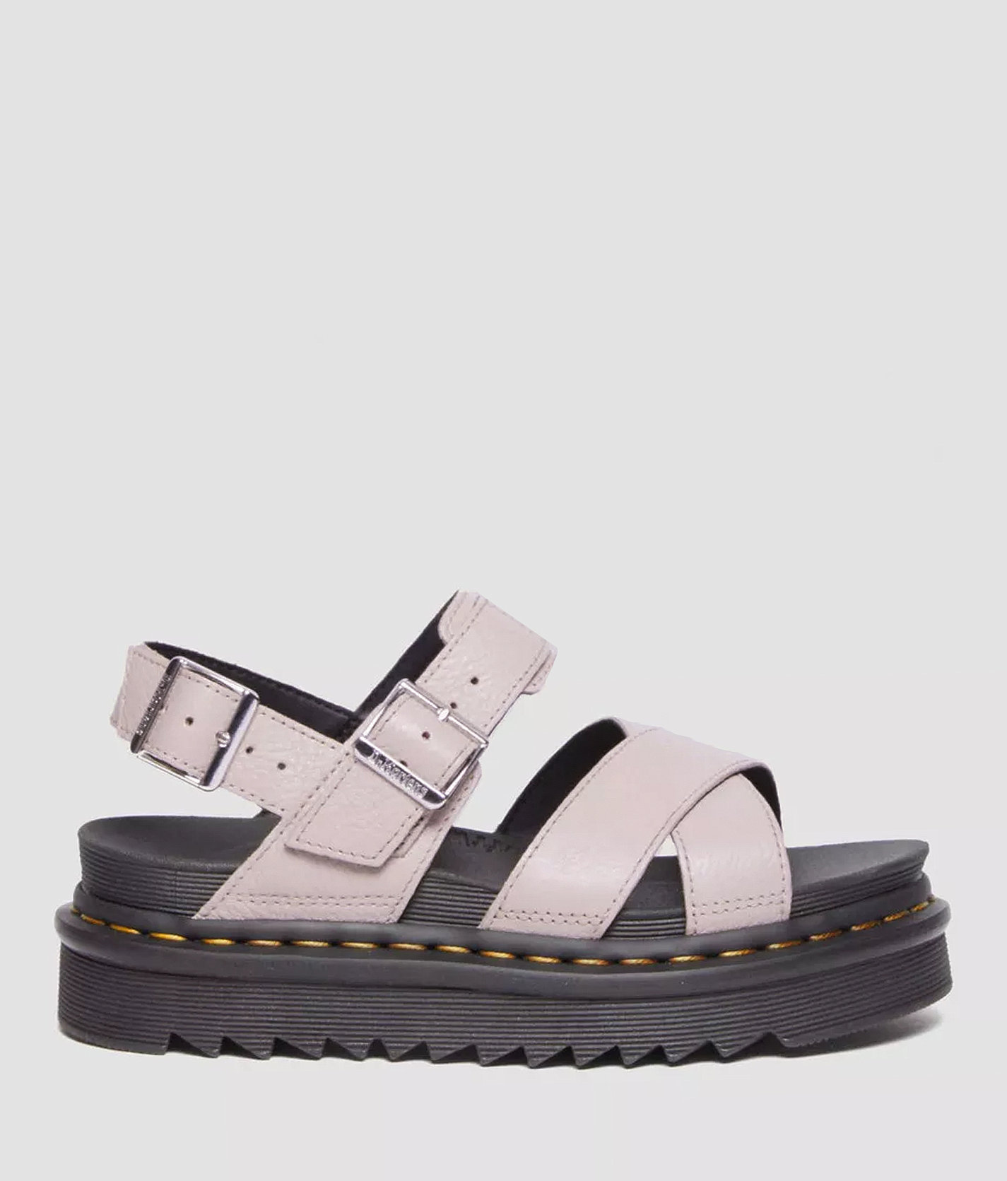 Dr. Martens Voss II Hydro Leather Flatform Sandal - Women's Shoes in Vintage Taupe