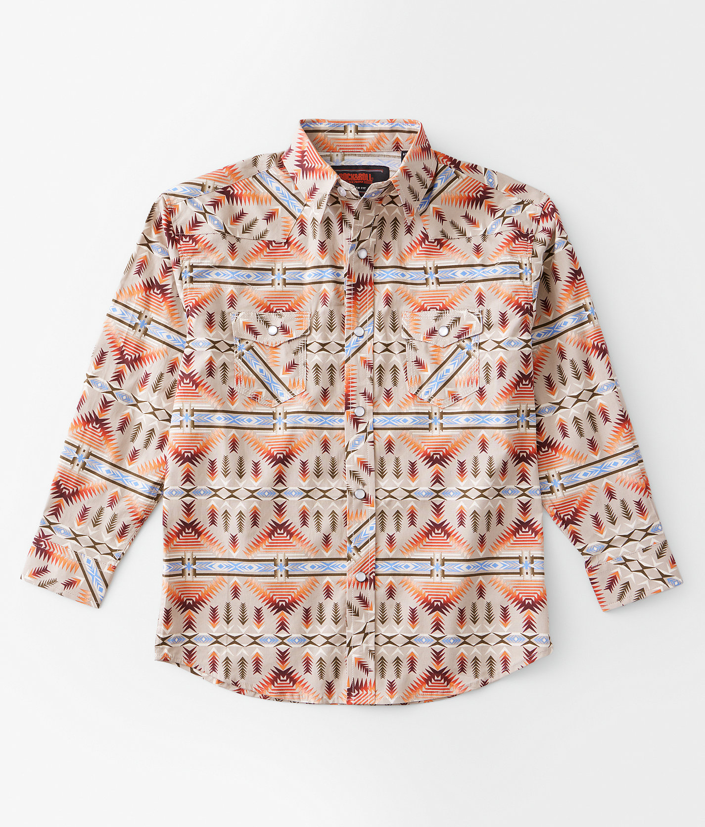Boys - Rock & Roll Denim Aztec Stretch Shirt - Boy's Shirts in Orange