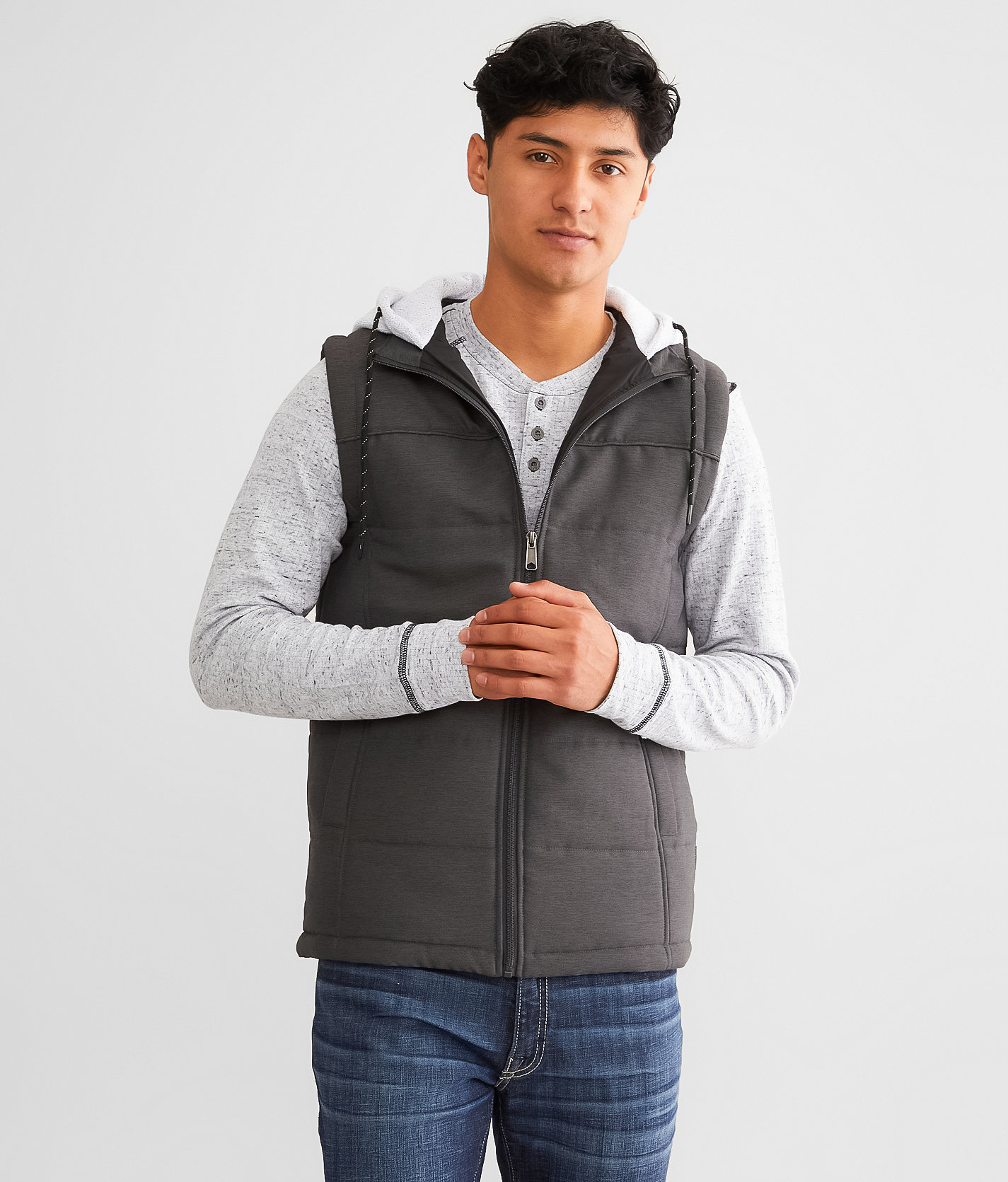 Departwest Hooded Puffer Vest - Men's Coats & Jackets in Charcoal