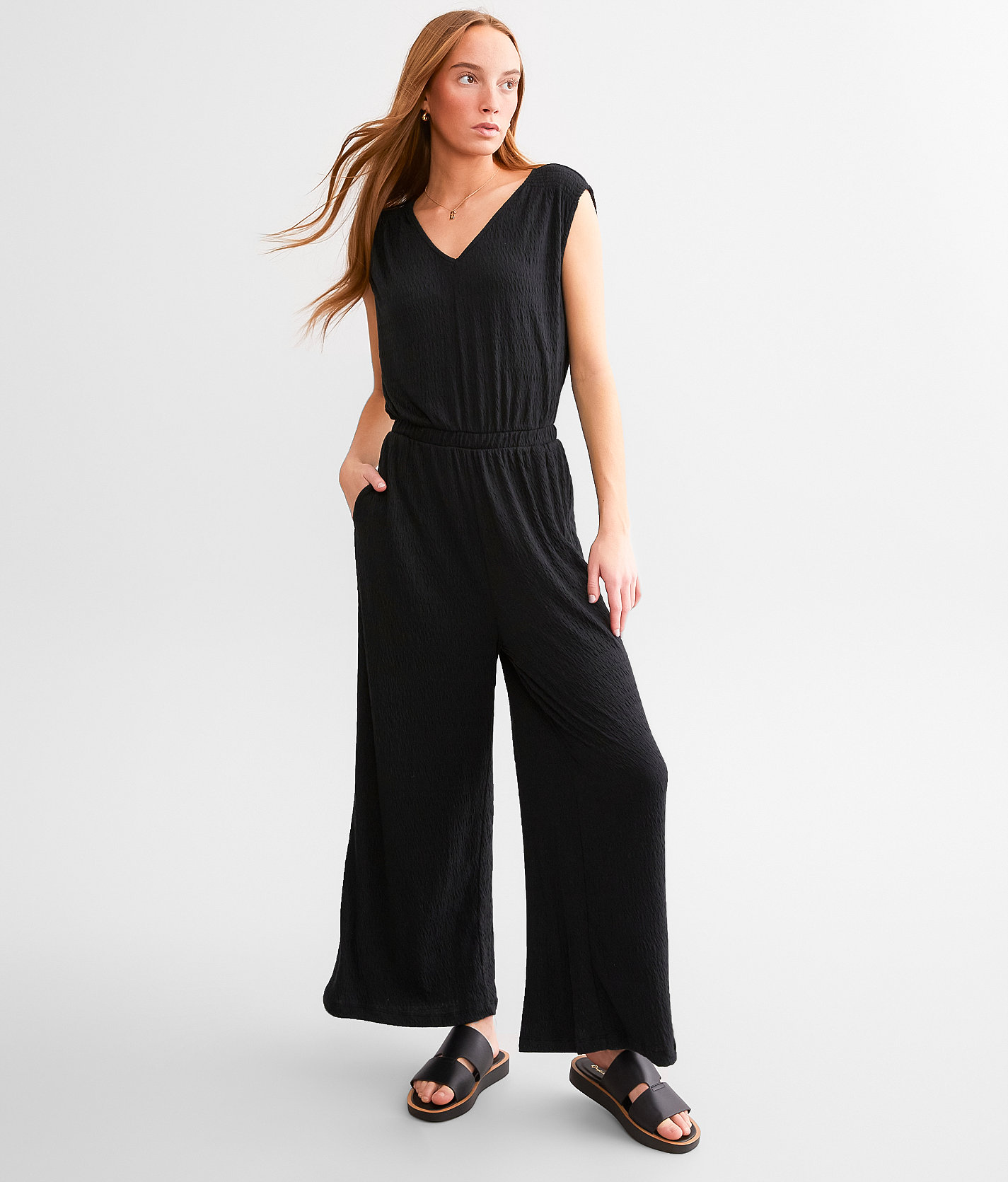Z Supply Lunch Date Wide Leg Jumpsuit - Women's Rompers & Jumpsuits in Black