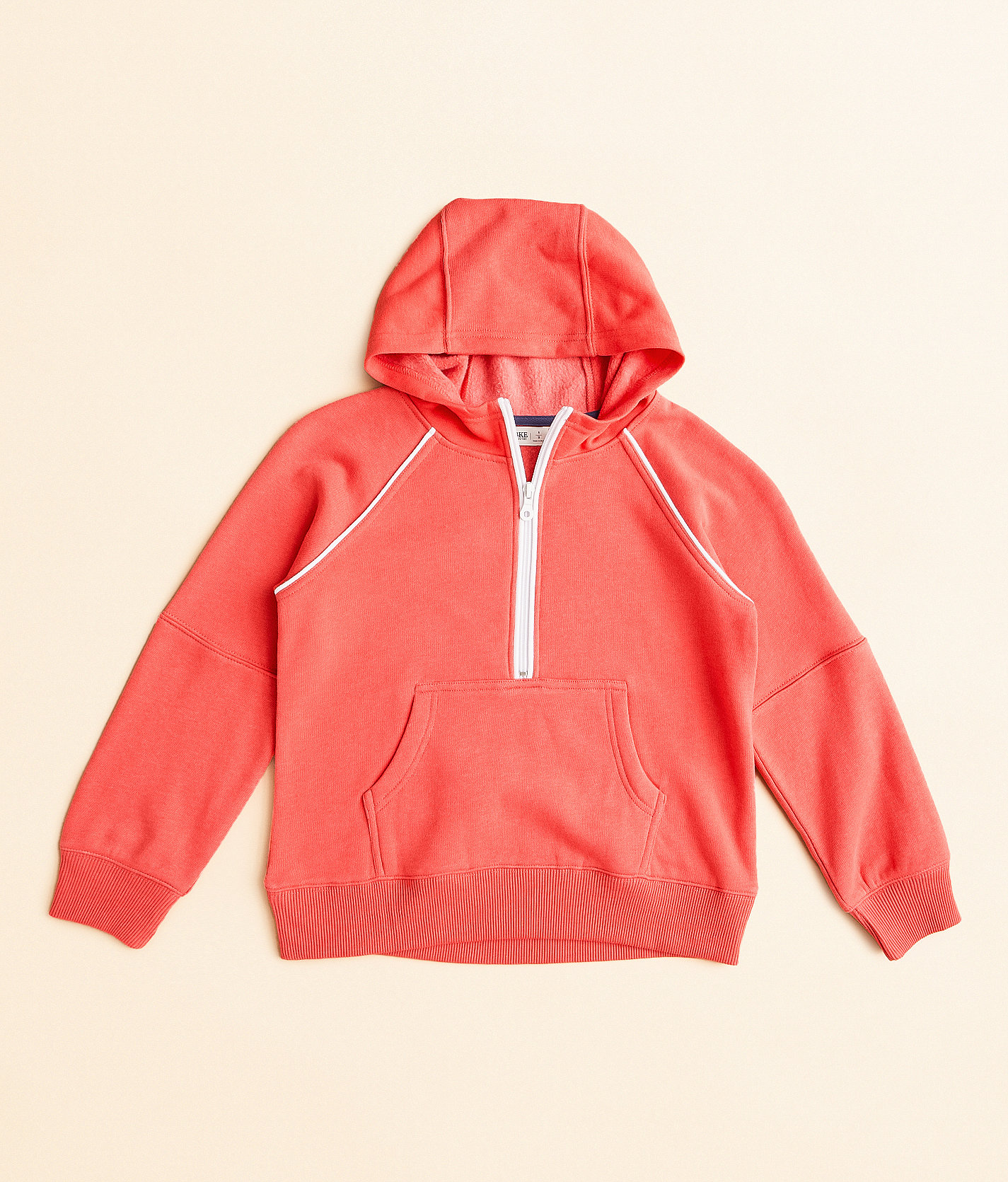 Girls - BKE Quarter Zip Hooded Sweatshirt - Girl's Sweatshirts in Tomato Red White