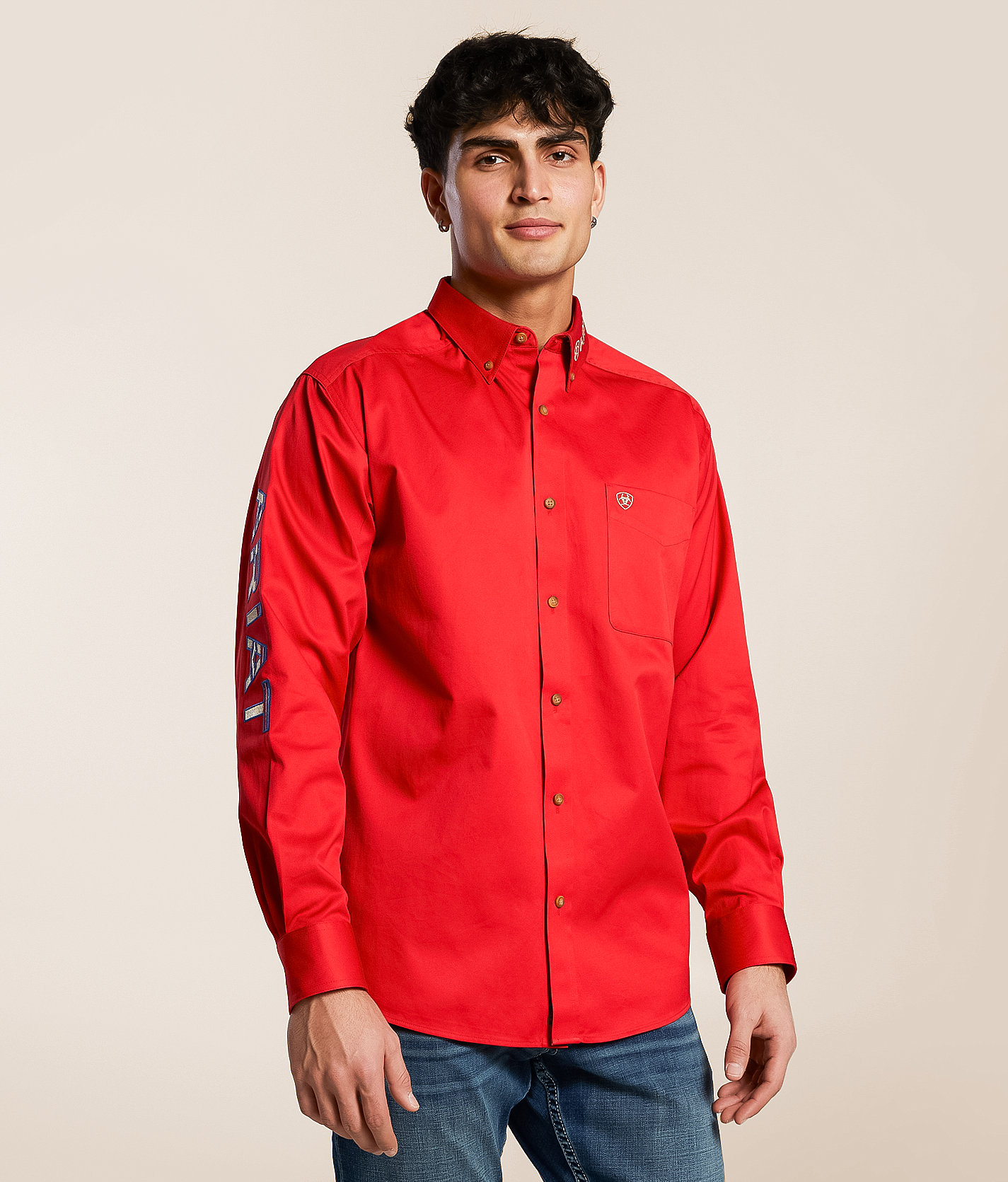 Ariat Team Logo Twill Shirt - Men's Shirts in Red Khaki
