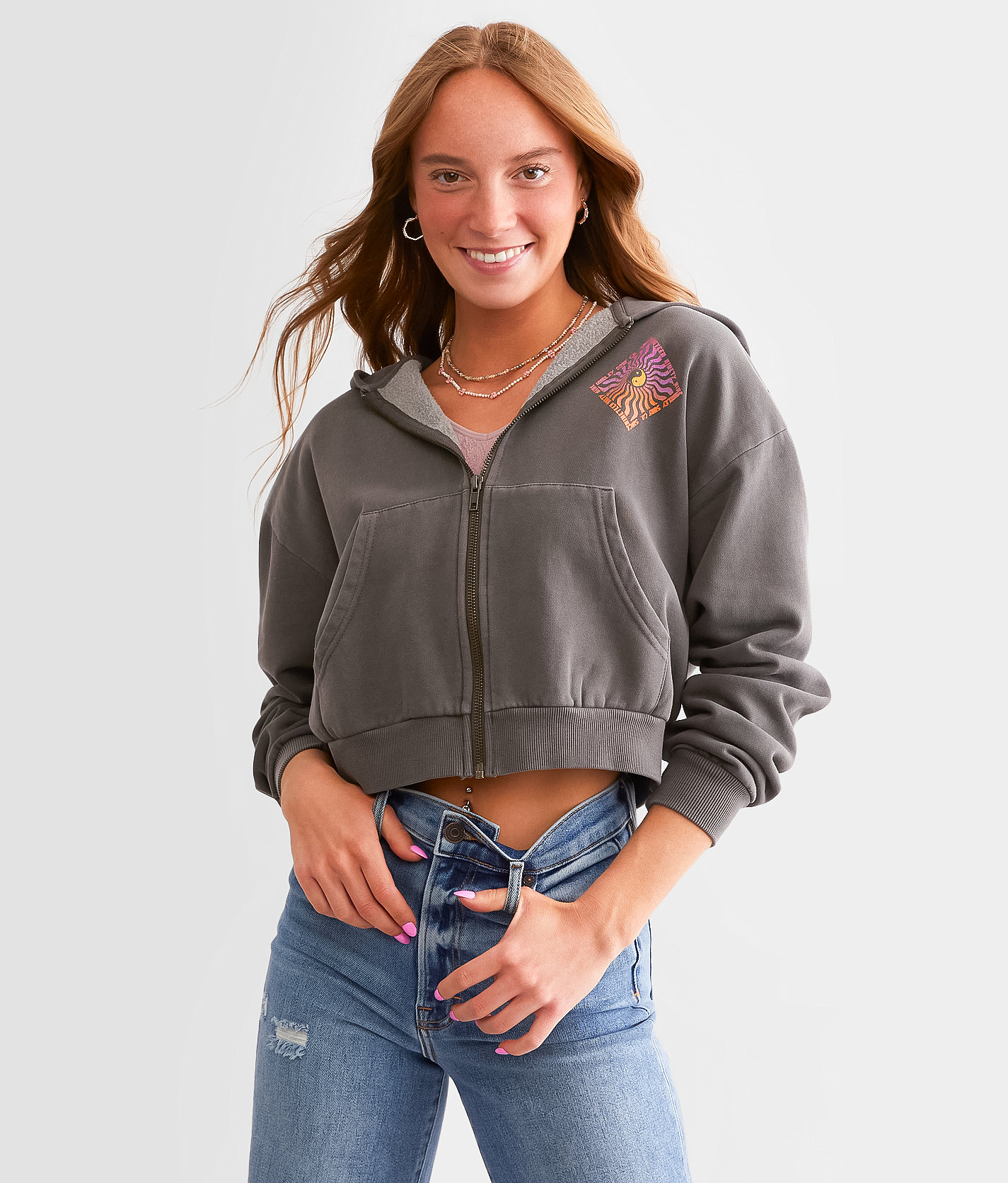 Hurley In Balance Cropped Hoodie - Women's Sweatshirts in Black