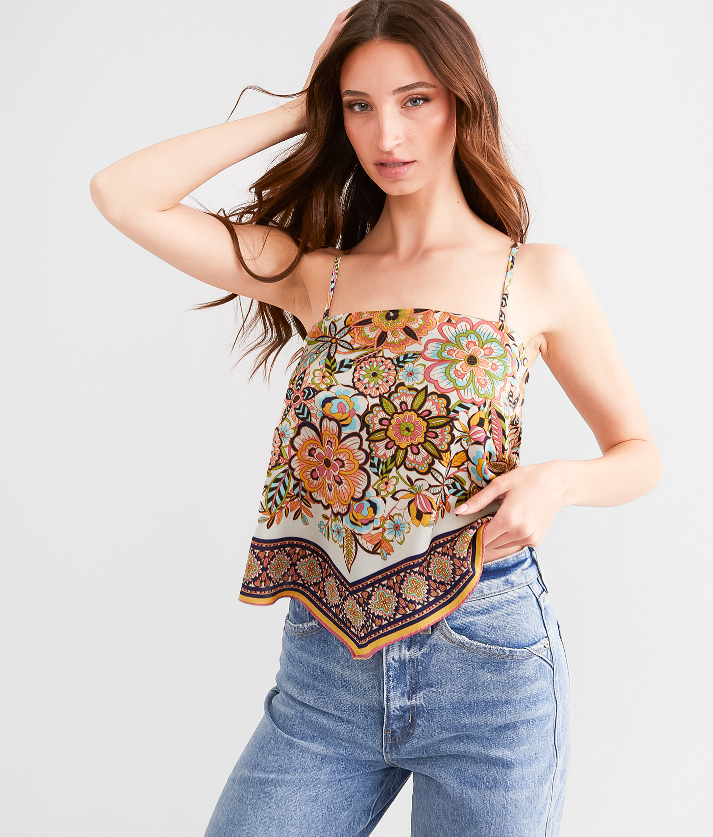 Daytrip Satin Hanky Tank Top - Women's Tank Tops in Aqua Apricot