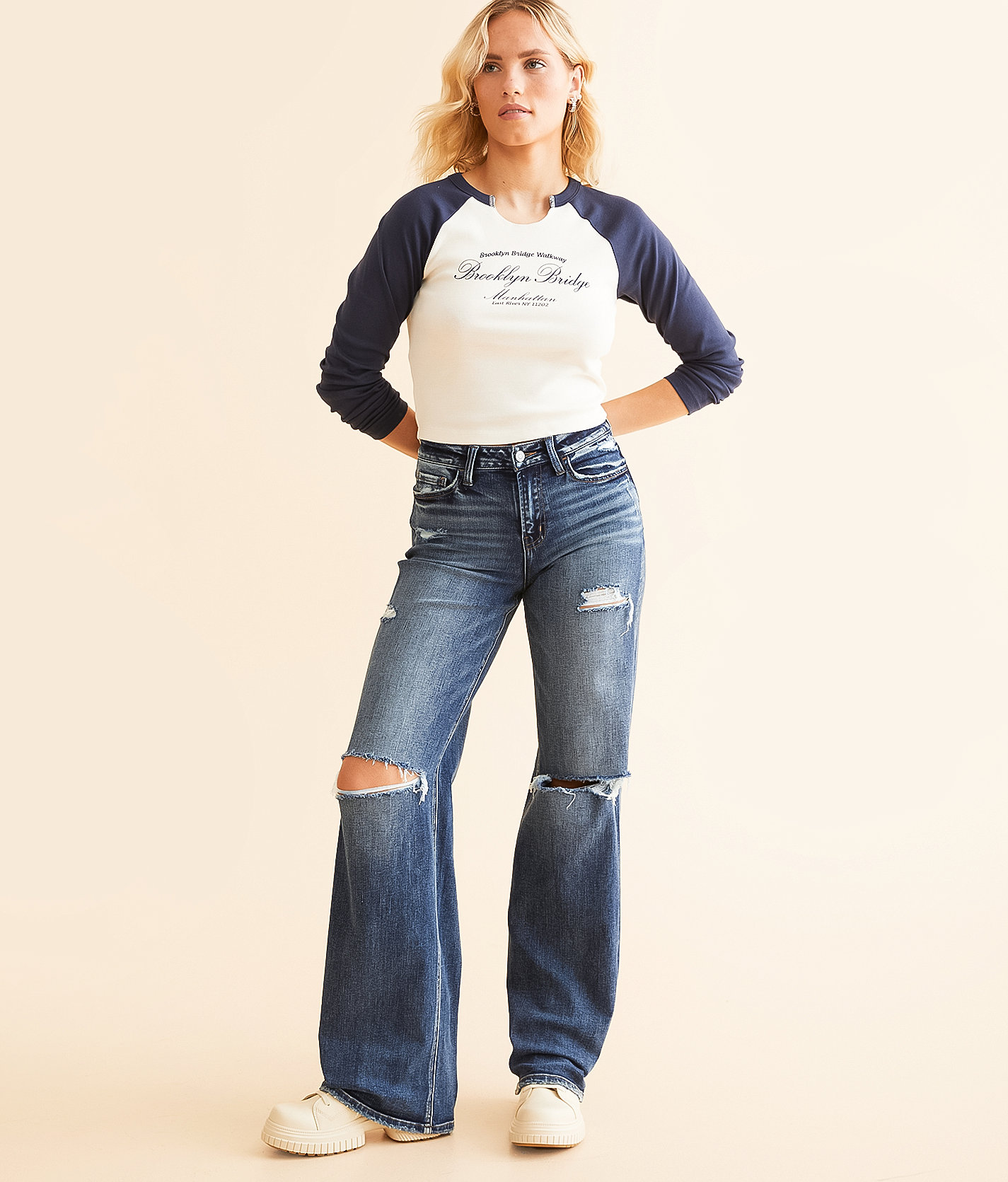 Flying Monkey Baggy Wide Leg Stretch Jean - Women's Jeans in Benefactor