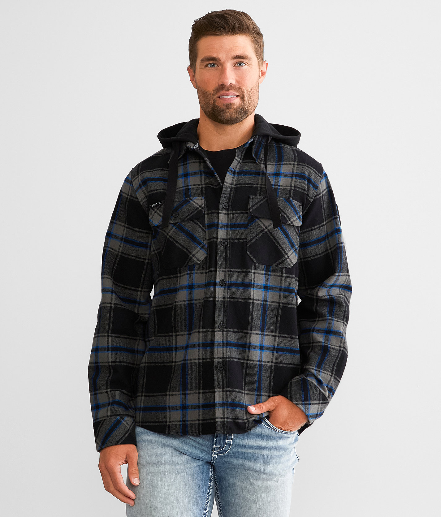 Howitzer Ypres Hooded Flannel Shirt - Men's Shirts in Black