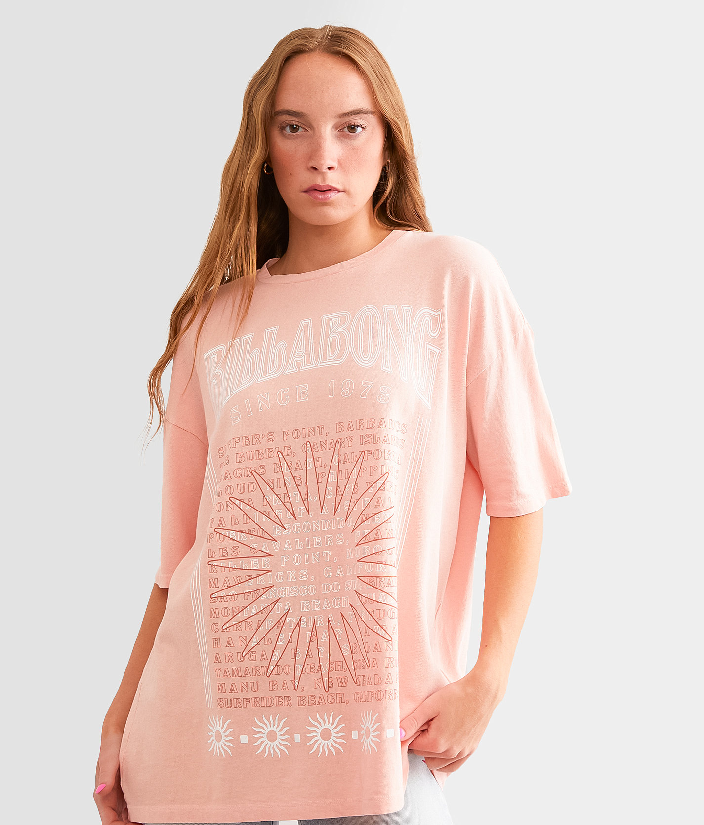 Billabong Right Place Right Time Oversized T-Shirt - Women's T-Shirts in Peach Out