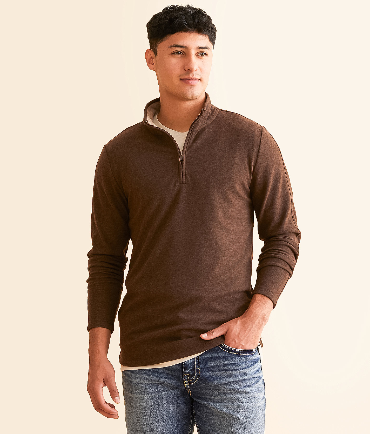 Outpost Makers Quarter Zip Pullover - Men's Sweatshirts in Chocolate Timberwolf