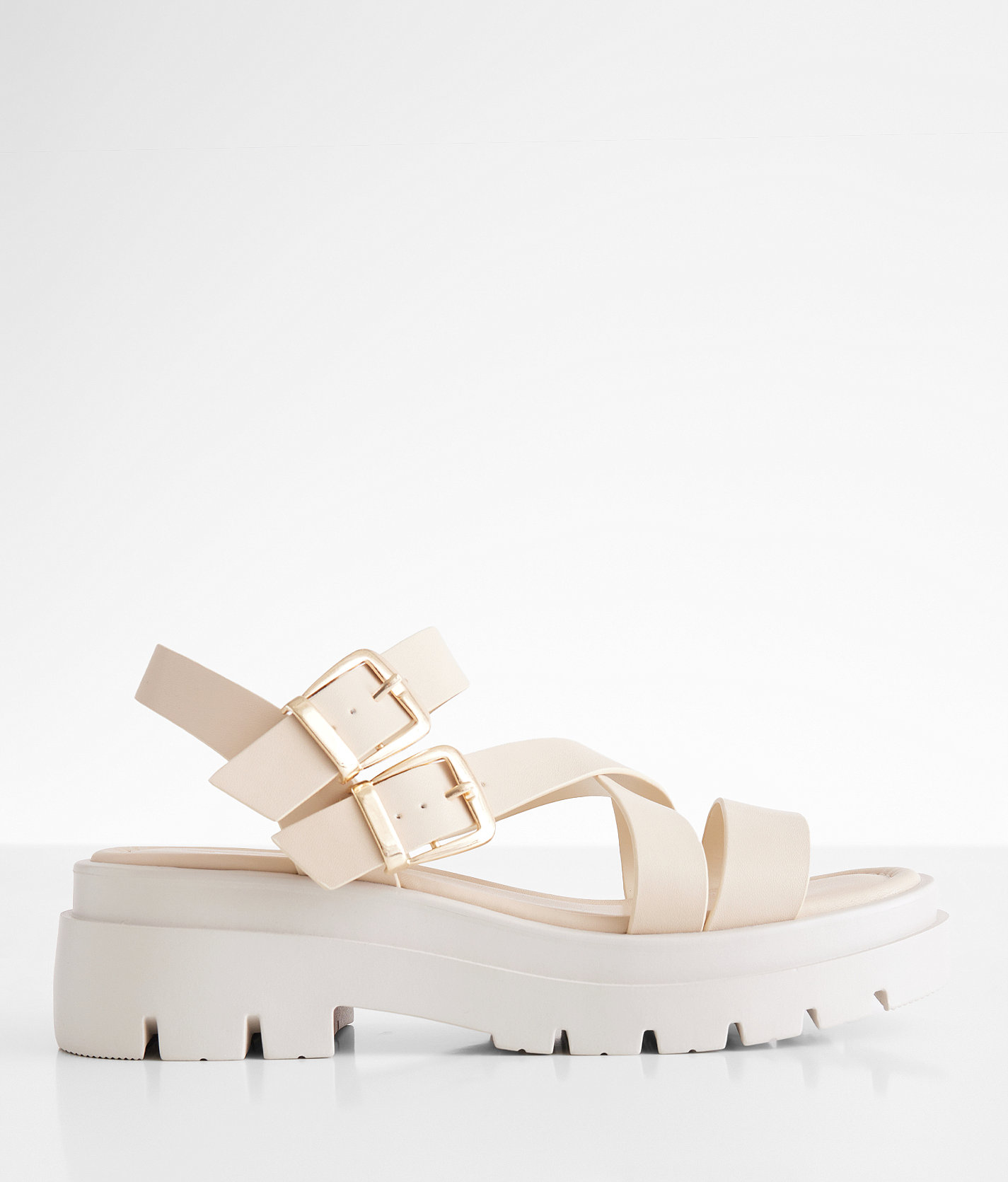 Soda Huddles Flatform Sandal - Women's Shoes in Beige Petal