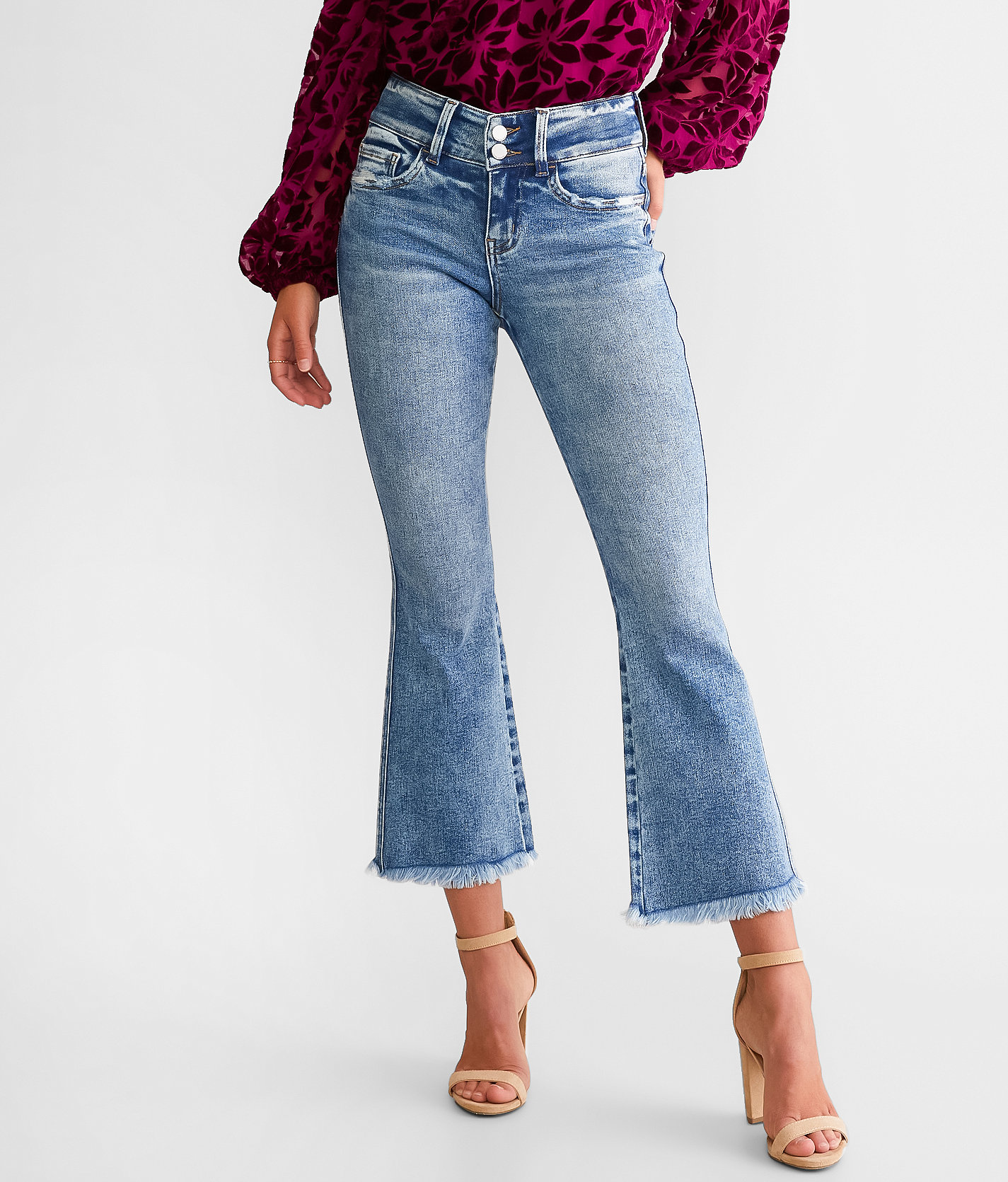 Flying Monkey Mid-Rise Cropped Flare Stretch Jean - Women's Jeans in Affinity
