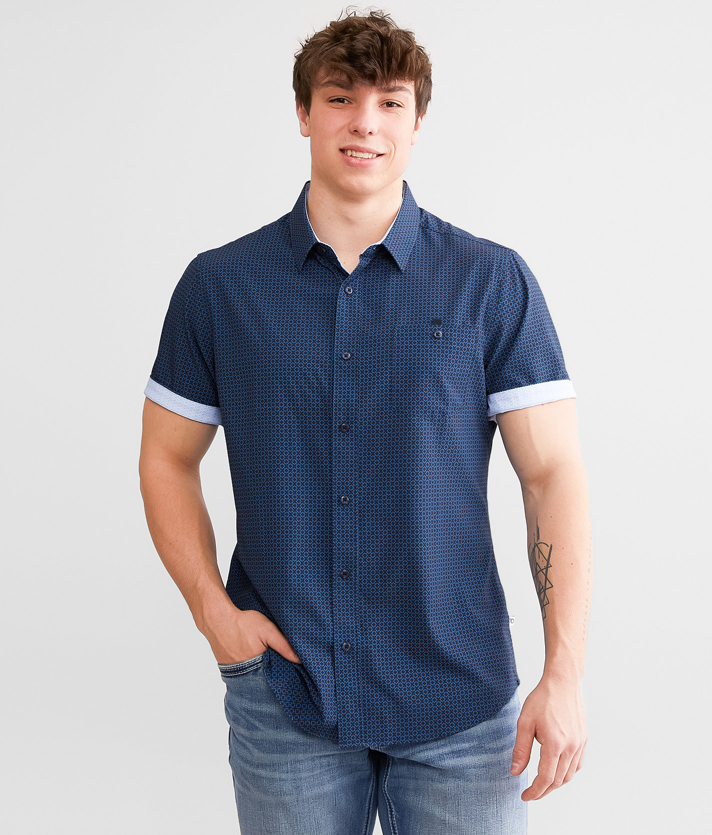 7Diamonds Leso Stretch Shirt - Men's Shirts in Navy
